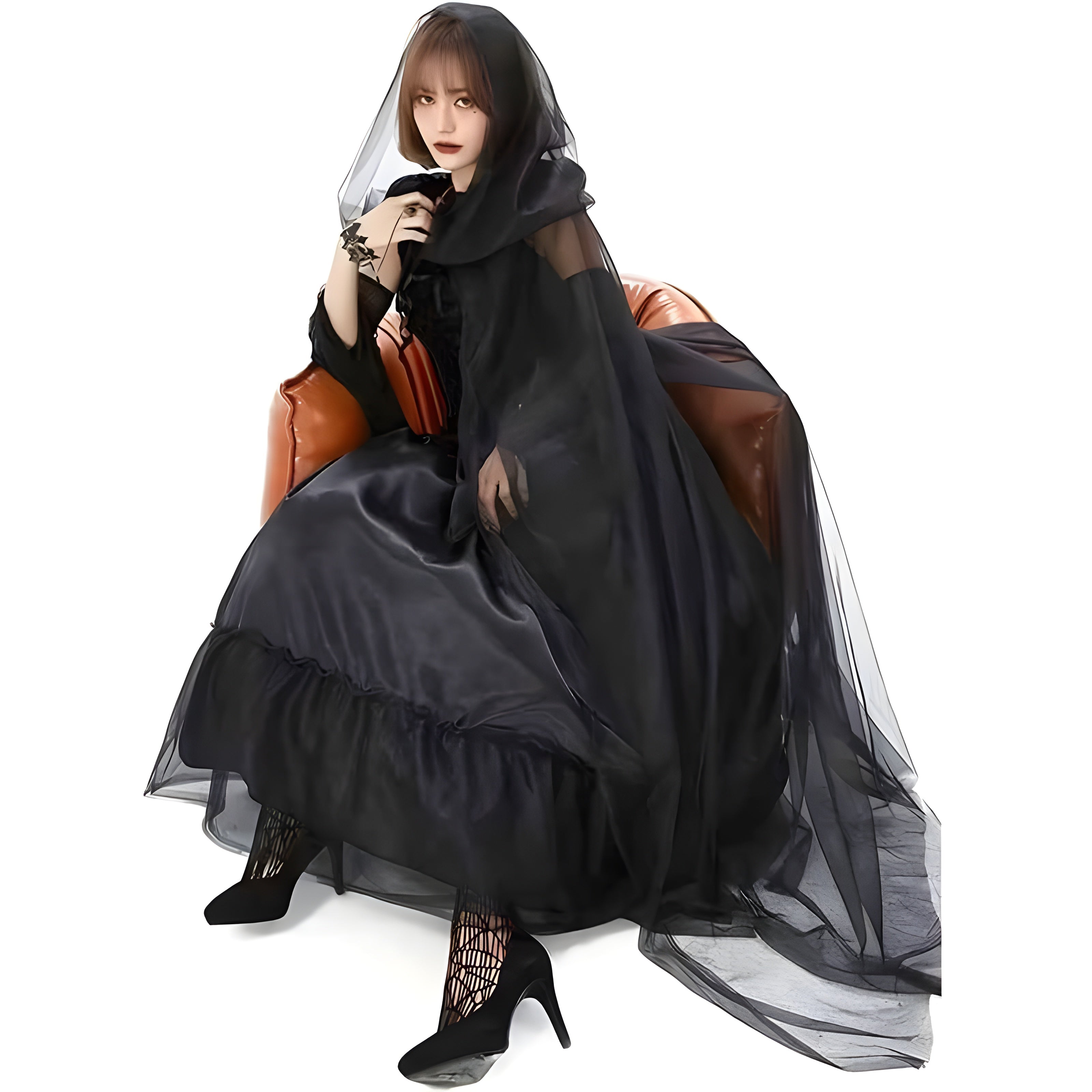 Halloween Costume Ideas, Black Bridal Shawl, Witch Cloak, Vampire Cosplay Cloak, Halloween Double Cloak, Interview With A Vampire, Halloween Horror Nights