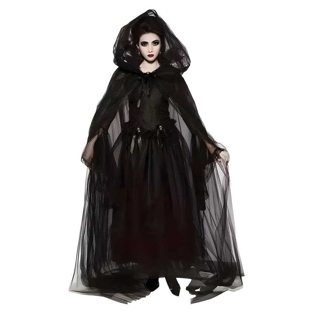 Halloween Costume Ideas, Black Bridal Shawl, Witch Cloak, Vampire Cosplay Cloak, Halloween Double Cloak, Interview With A Vampire, Halloween Horror Nights