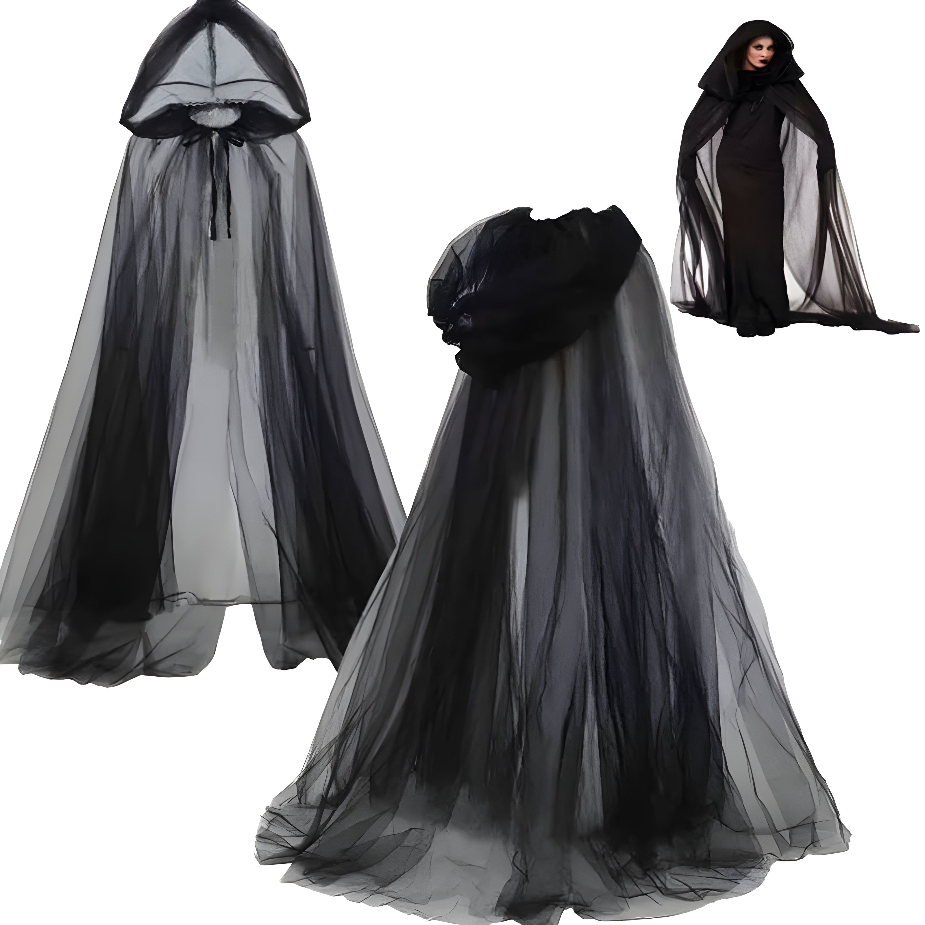 Halloween Costume Ideas, Black Bridal Shawl, Witch Cloak, Vampire Cosplay Cloak, Halloween Double Cloak, Interview With A Vampire, Halloween Horror Nights