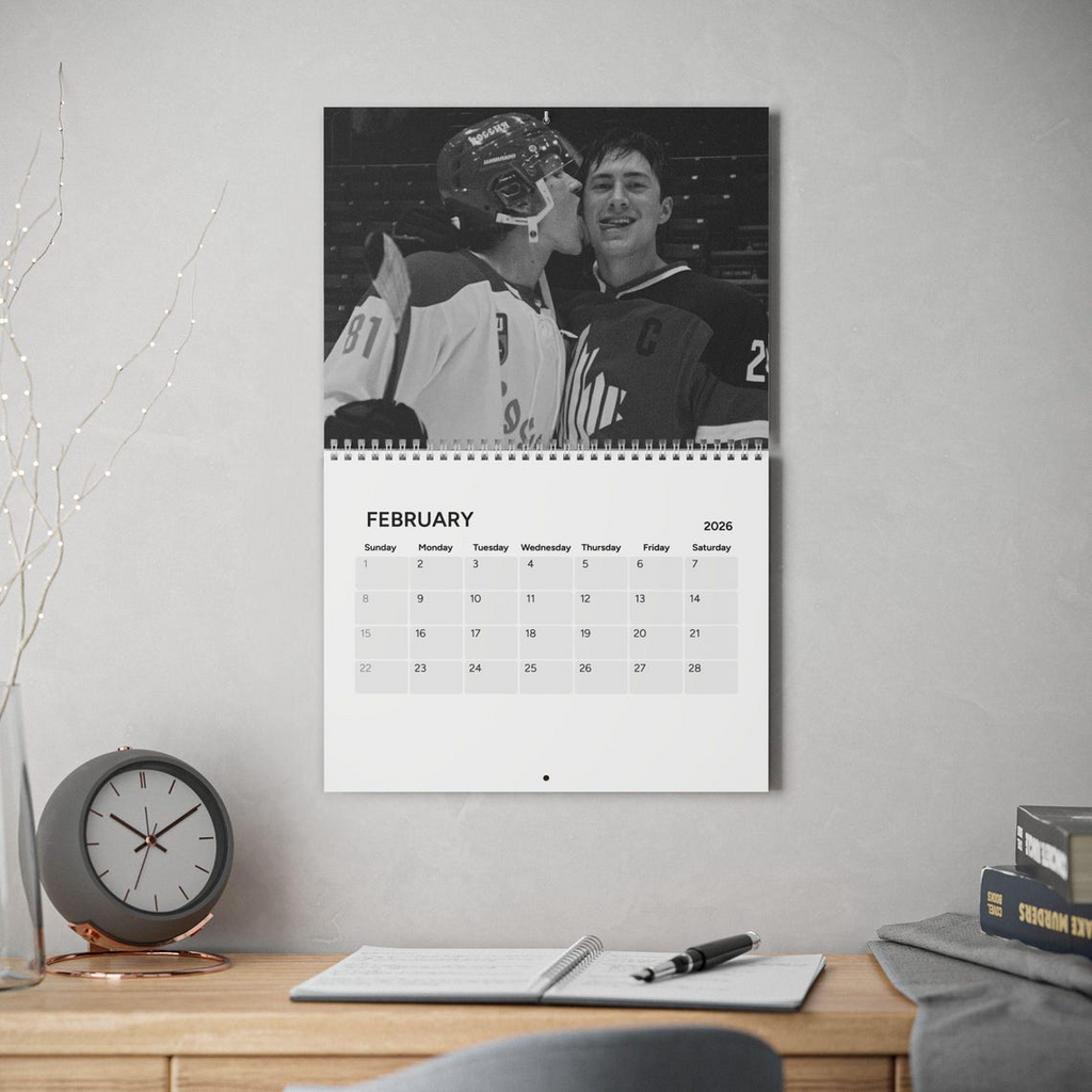 Black and White Heated Rivalry Hockey Calendar 2026 - Hollanov Wall Calendar - Romance Fan Decor