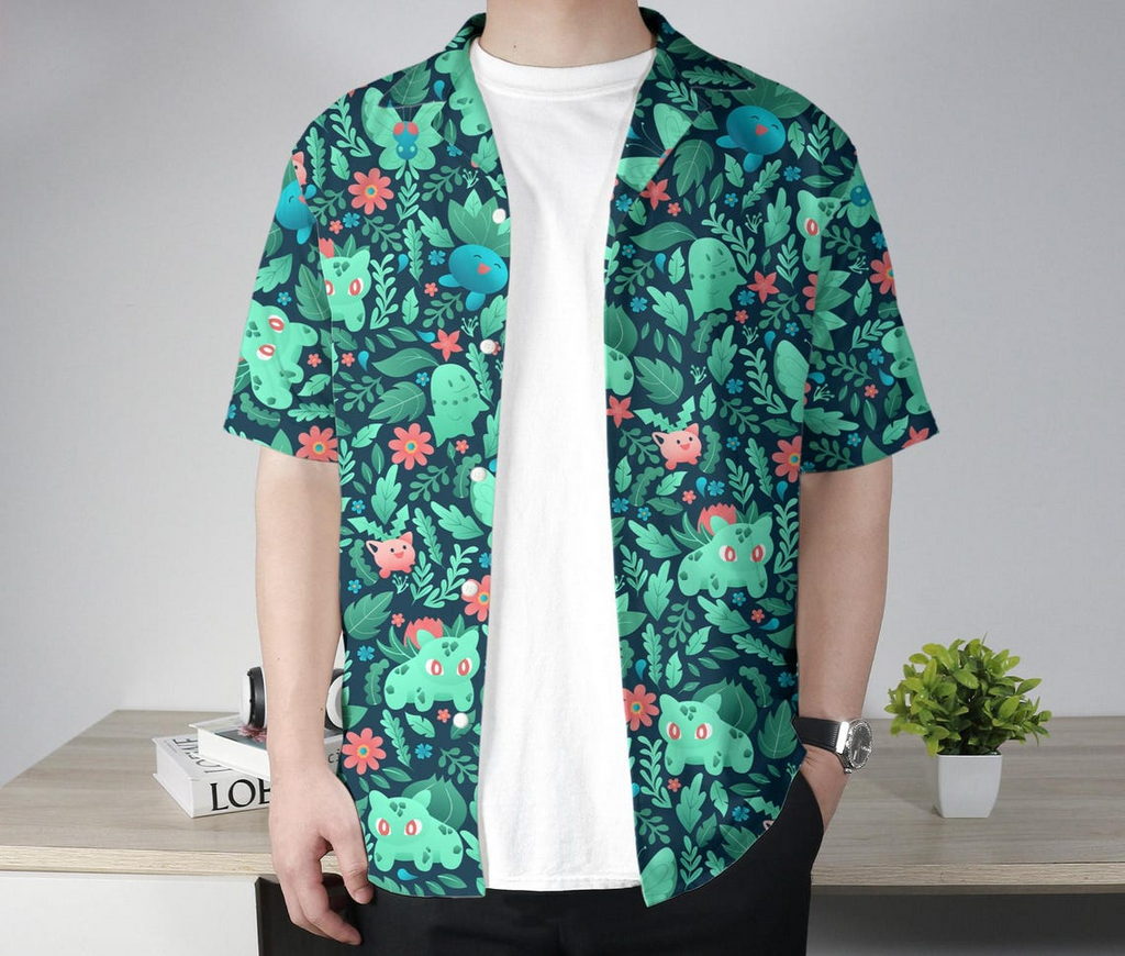 Bulbasaur Oddish Hawaiian Shirt - Tropical Button-Up Shirt & Summer Hawaii Set