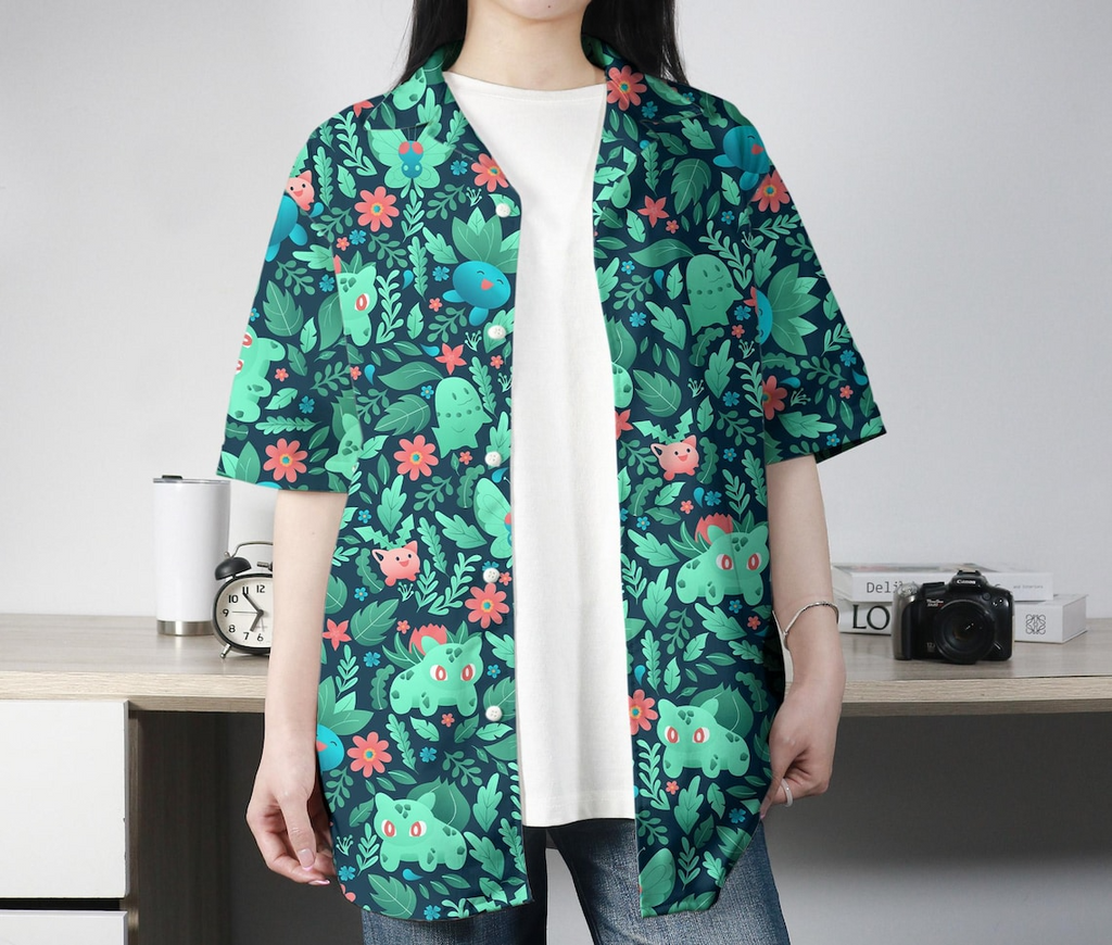 Bulbasaur Oddish Hawaiian Shirt - Tropical Button-Up Shirt & Summer Hawaii Set