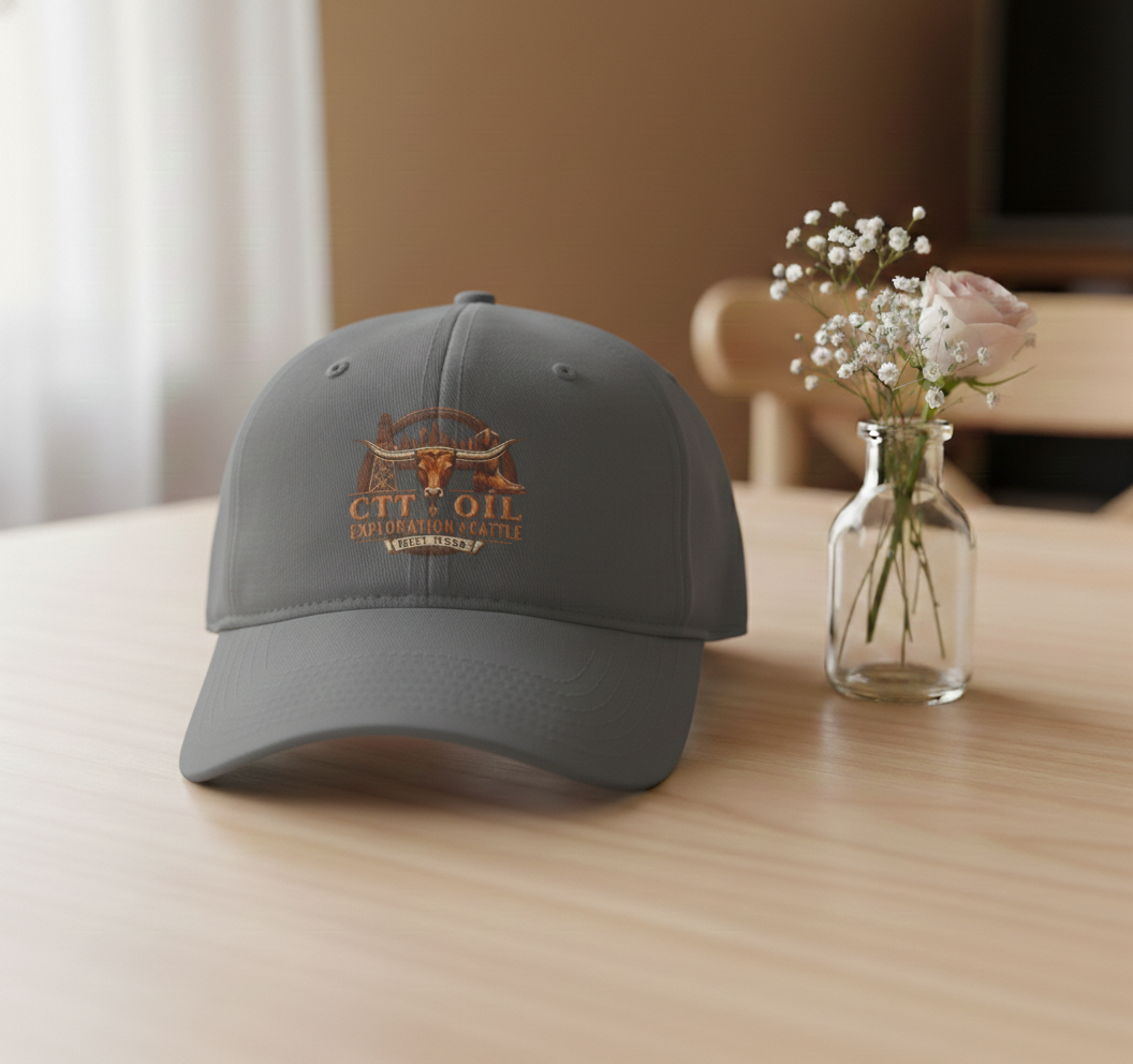 CTT Oil Exploration & Cattle Logo Baseball Cap, Landman Cap