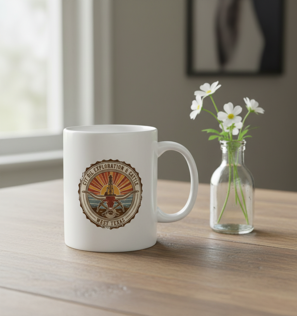 CTT Oil Exploration & Cattle Logo Ceramic Mug – West Texas Custom Coffee Cup