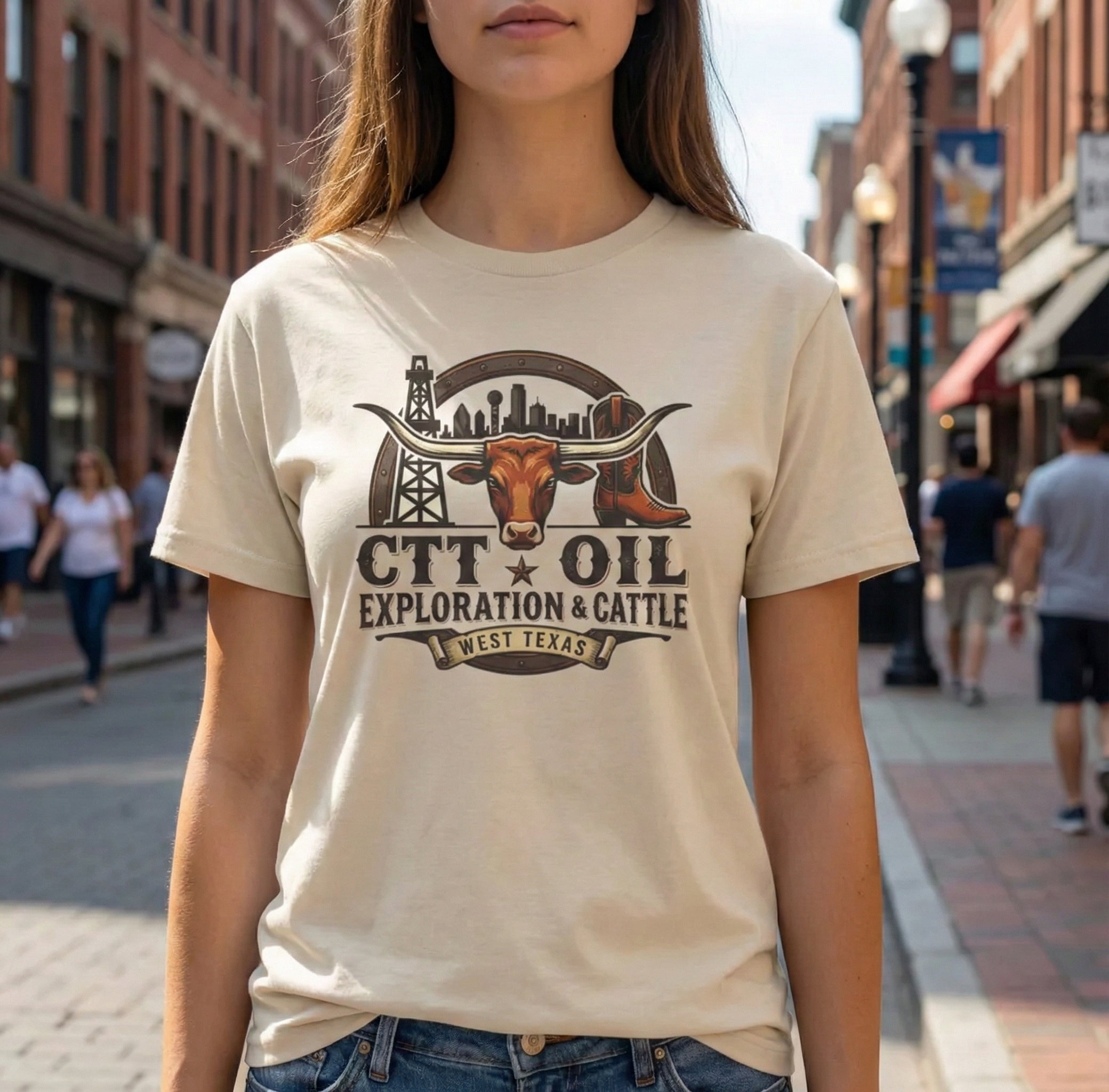 CTT Oil Exploration & Cattle Design Tee, Oilfield Ranch Graphic, Landman Shirt