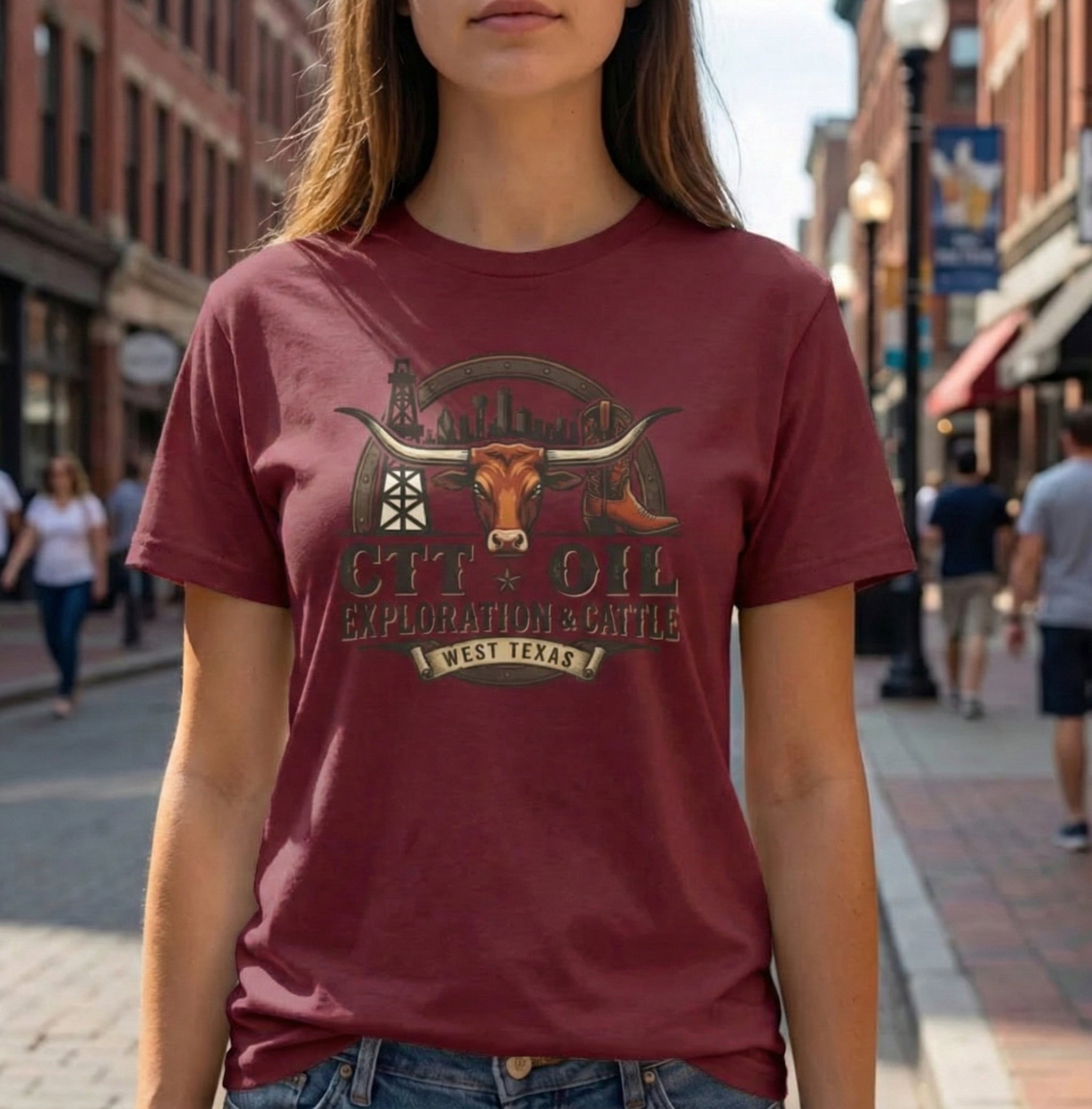 CTT Oil Exploration & Cattle Design Tee, Oilfield Ranch Graphic, Landman Shirt