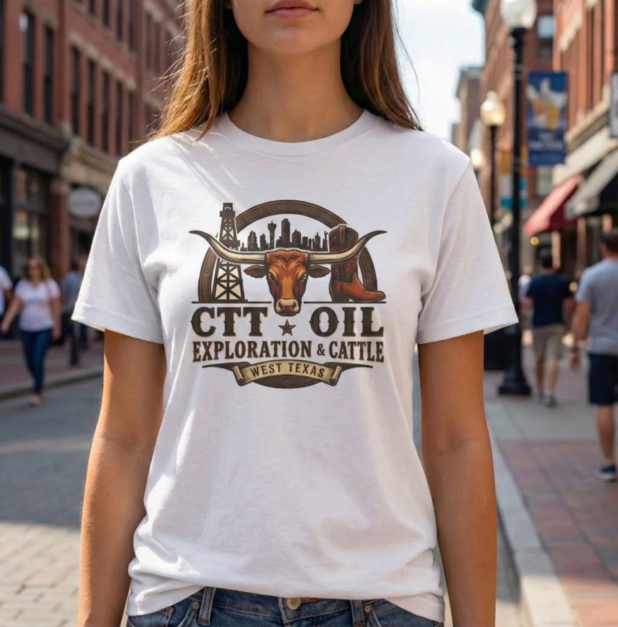 CTT Oil Exploration & Cattle Design Tee, Oilfield Ranch Graphic, Landman Shirt