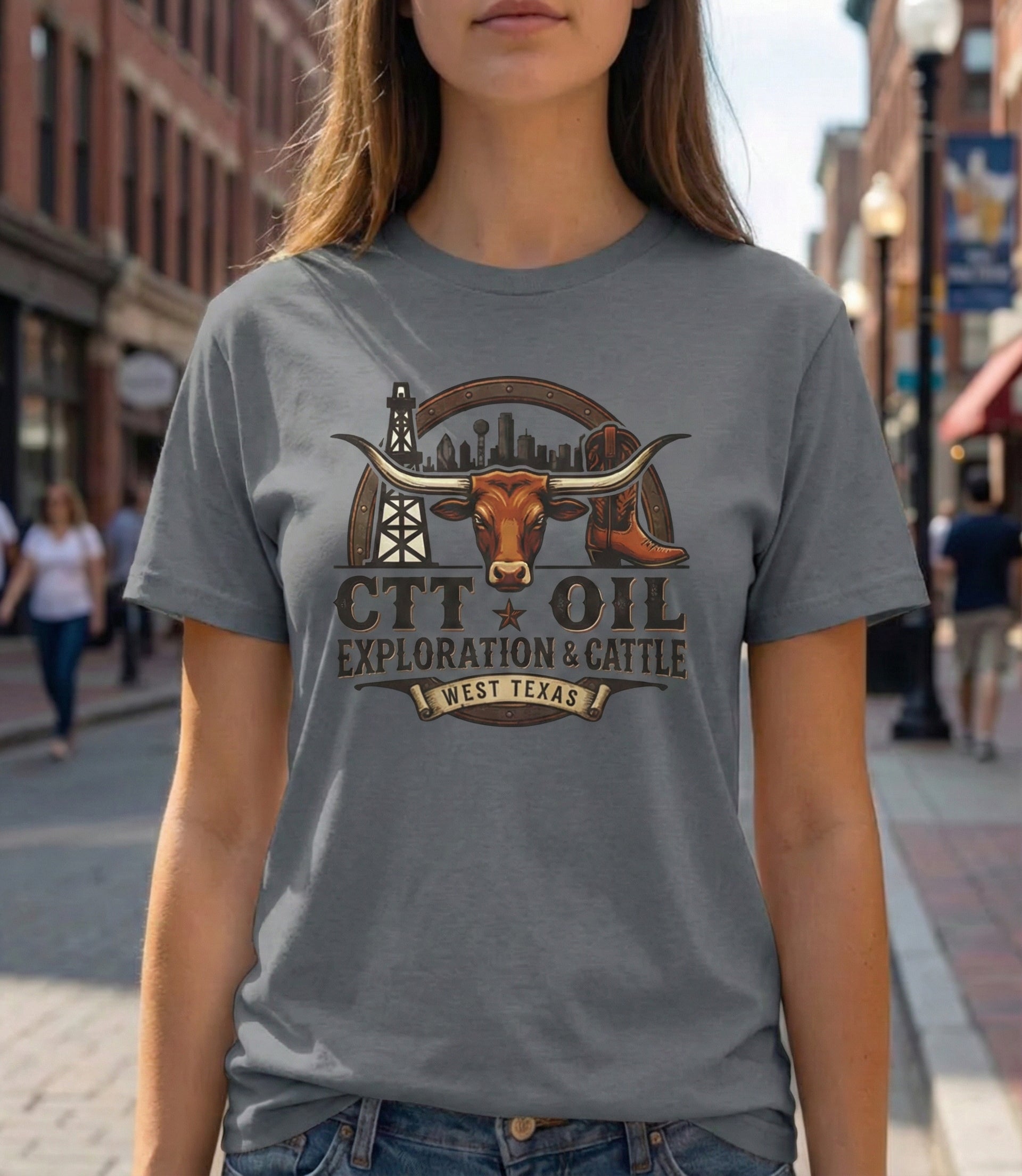 CTT Oil Exploration & Cattle Design Tee, Oilfield Ranch Graphic, Landman Shirt