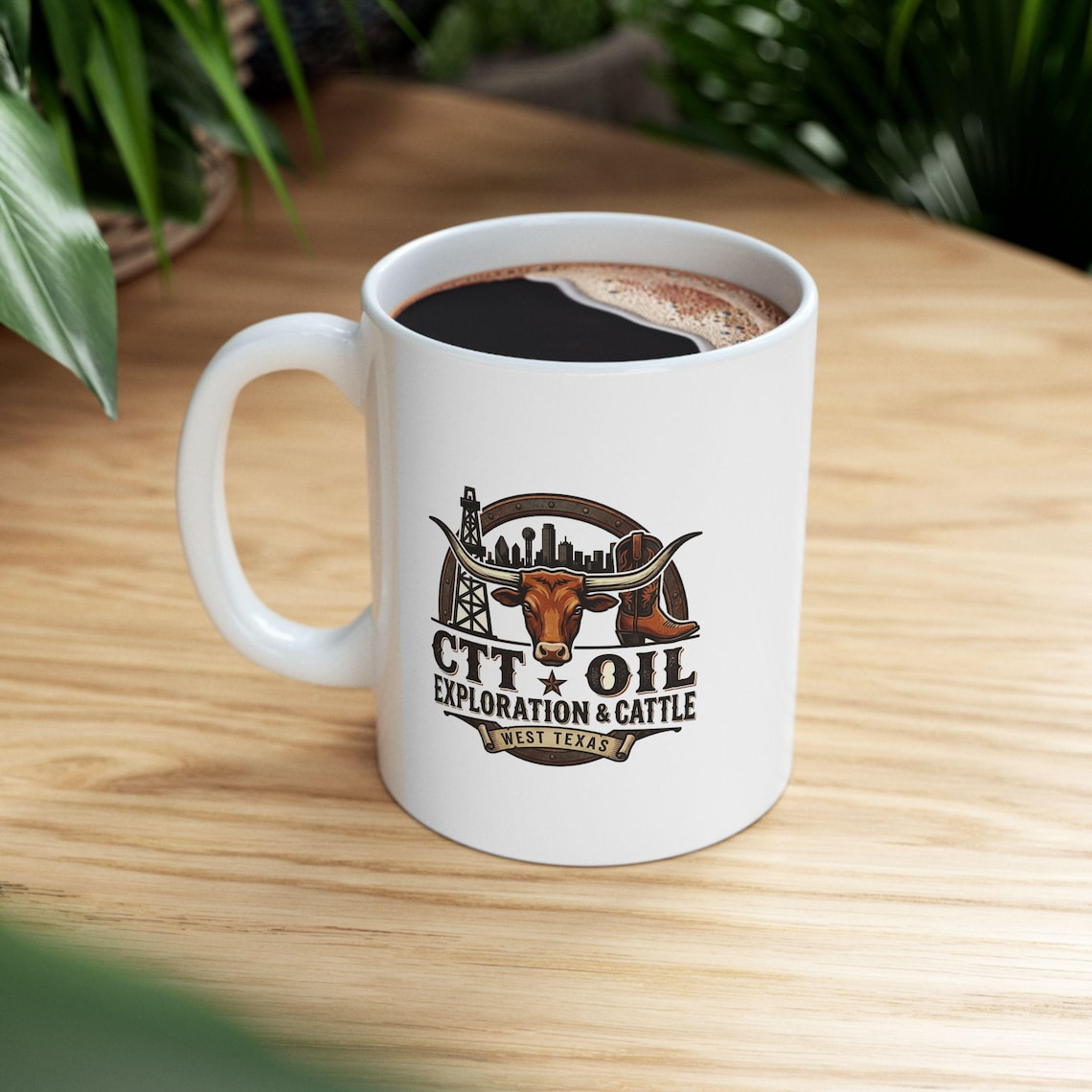 CTT Oil Exploration & Cattle Logo Ceramic Coffee Mug – West Texas Custom Coffee Cup