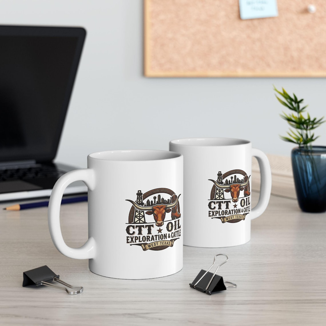 CTT Oil Exploration & Cattle Logo Ceramic Coffee Mug – West Texas Custom Coffee Cup