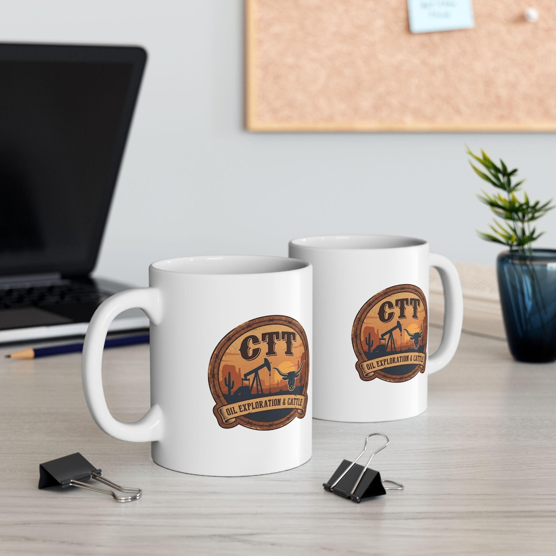CTT Oil Exploration & Cattle West Texas Logo Ceramic Coffee Mug – Custom Coffee Cup