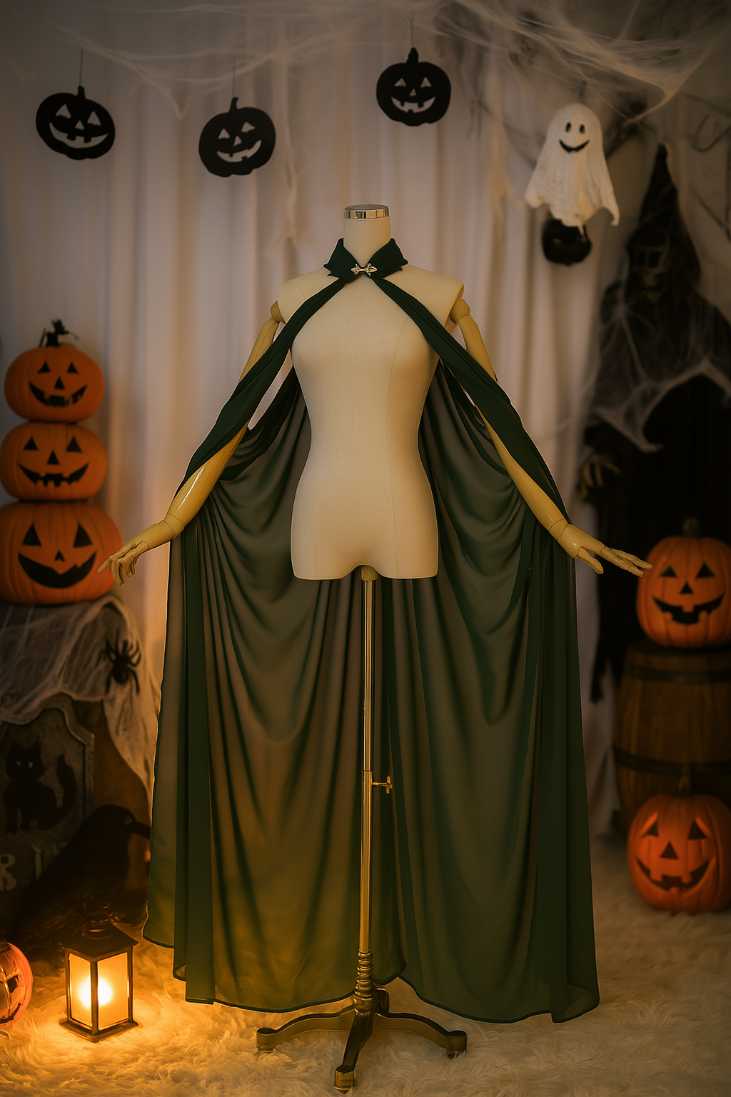 Halloween Costumes, Black Gothic Hooded Cape, Witch Cloak for Halloween, Long Vampire Cloak for Women