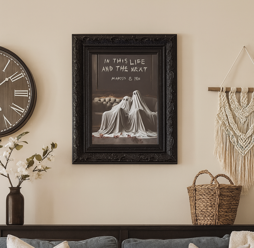 Personalized In This Life And The Next Ghost Print, Halloween Decor, Gothic Wedding or Halloween Gift, Gothic Anniversary Present