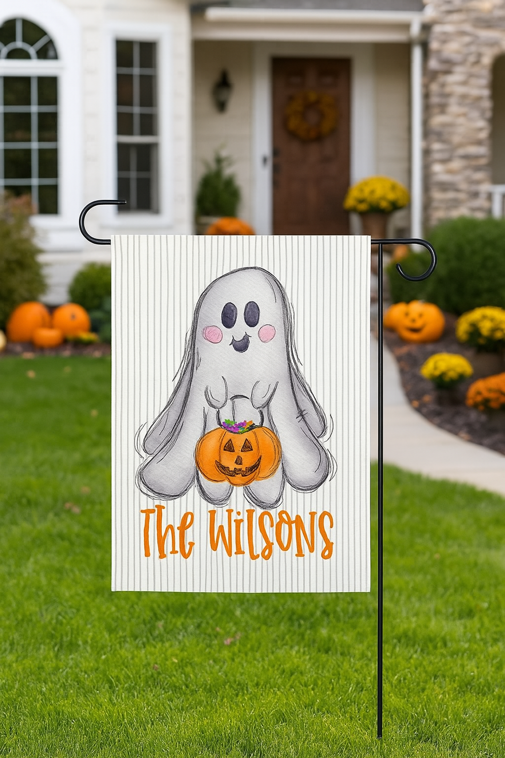 Personalized Garden Flag Halloween Outdoor, Decor Custom Fall Pumpkin Home, Decor Outdoor, Custom Gifts For Halloween