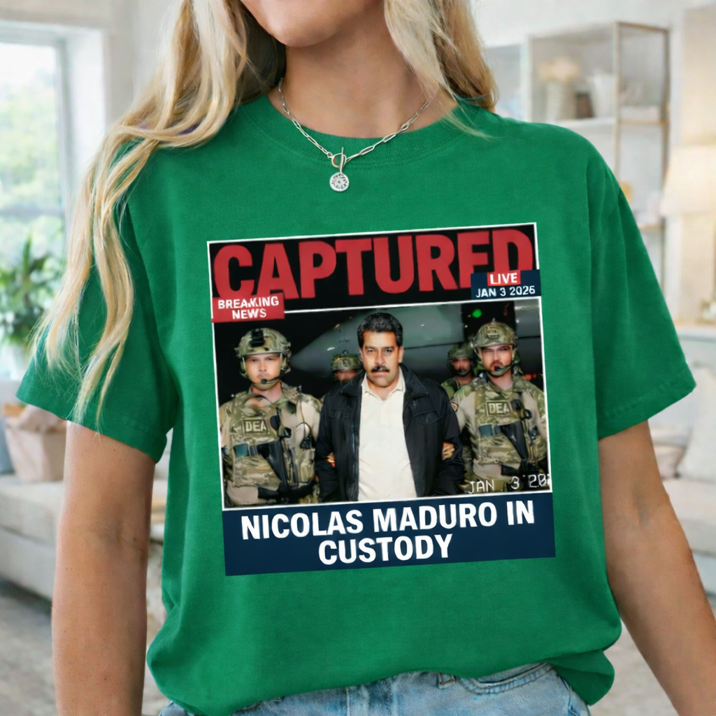 Captured Nicolas Maduro T-Shirt, Political Breaking News Graphic Tee, Viral Statement Shirt, Unisex Protest Streetwear