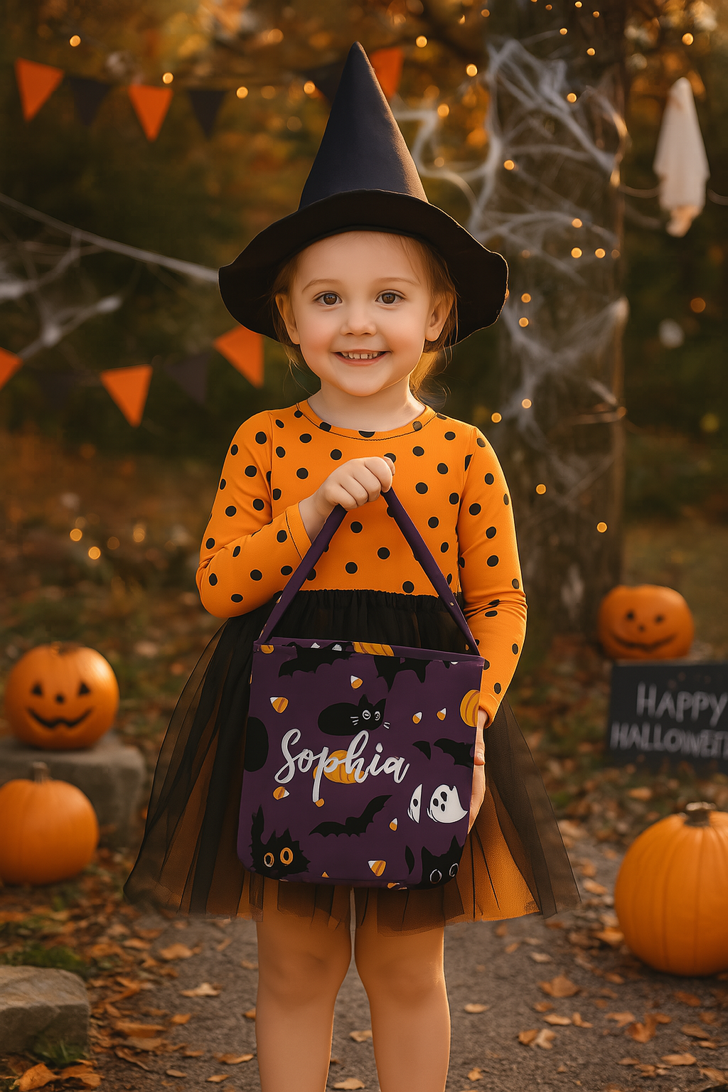 Personalized Halloween Candy Basket, Spooky Treat Tote, Trick or Treat Basket, Halloween Candy Bag, Gift for Kid