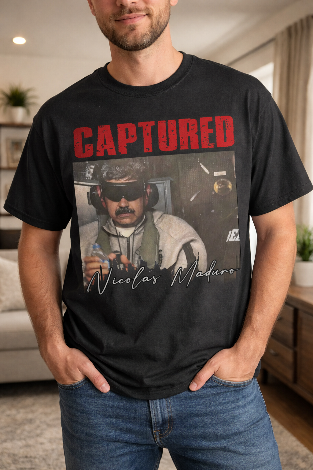 Captured Nicolas Maduro Shirt, Political Graphic Tee, Viral News Statement Shirt, Unisex Streetwear Apparel