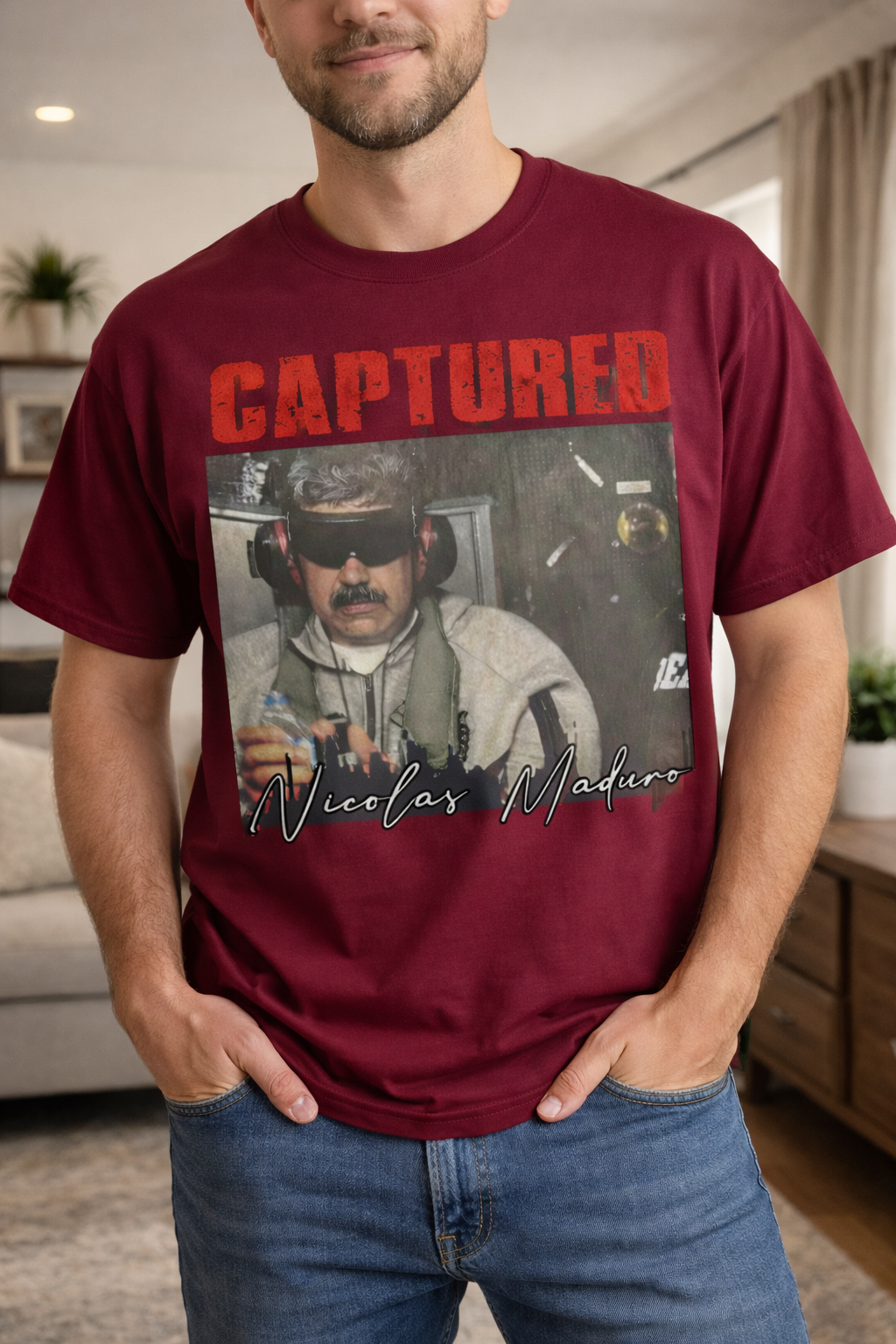 Captured Nicolas Maduro Shirt, Political Graphic Tee, Viral News Statement Shirt, Unisex Streetwear Apparel