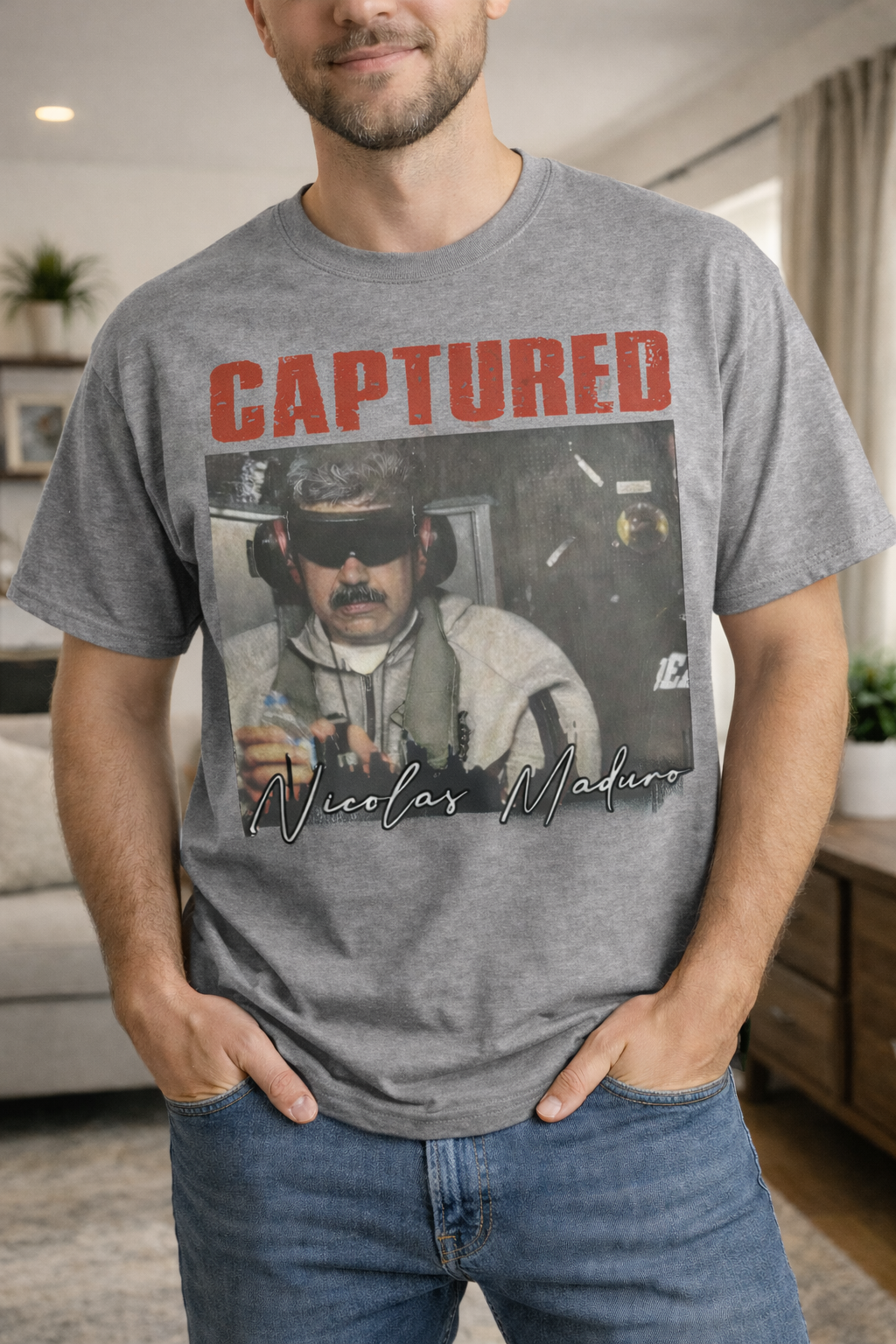 Captured Nicolas Maduro Shirt, Political Graphic Tee, Viral News Statement Shirt, Unisex Streetwear Apparel