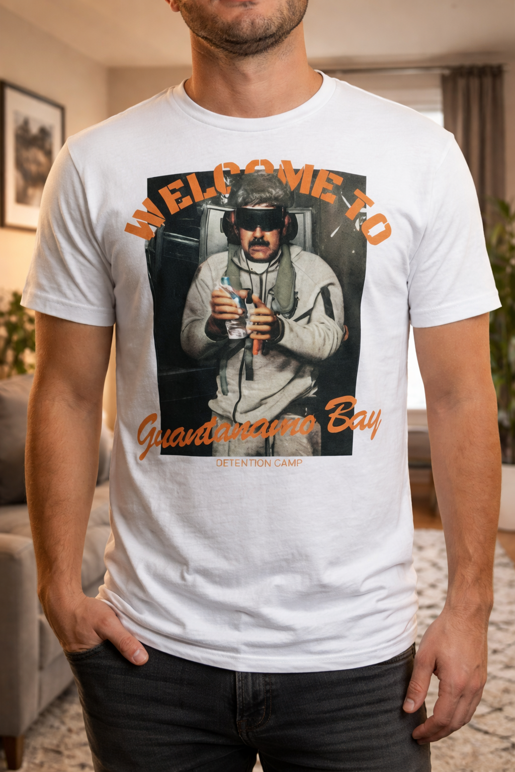 Welcome to Guantanamo Bay T-Shirt, Political Satire Graphic Tee, Bold Statement Shirt, Unisex Streetwear Apparel