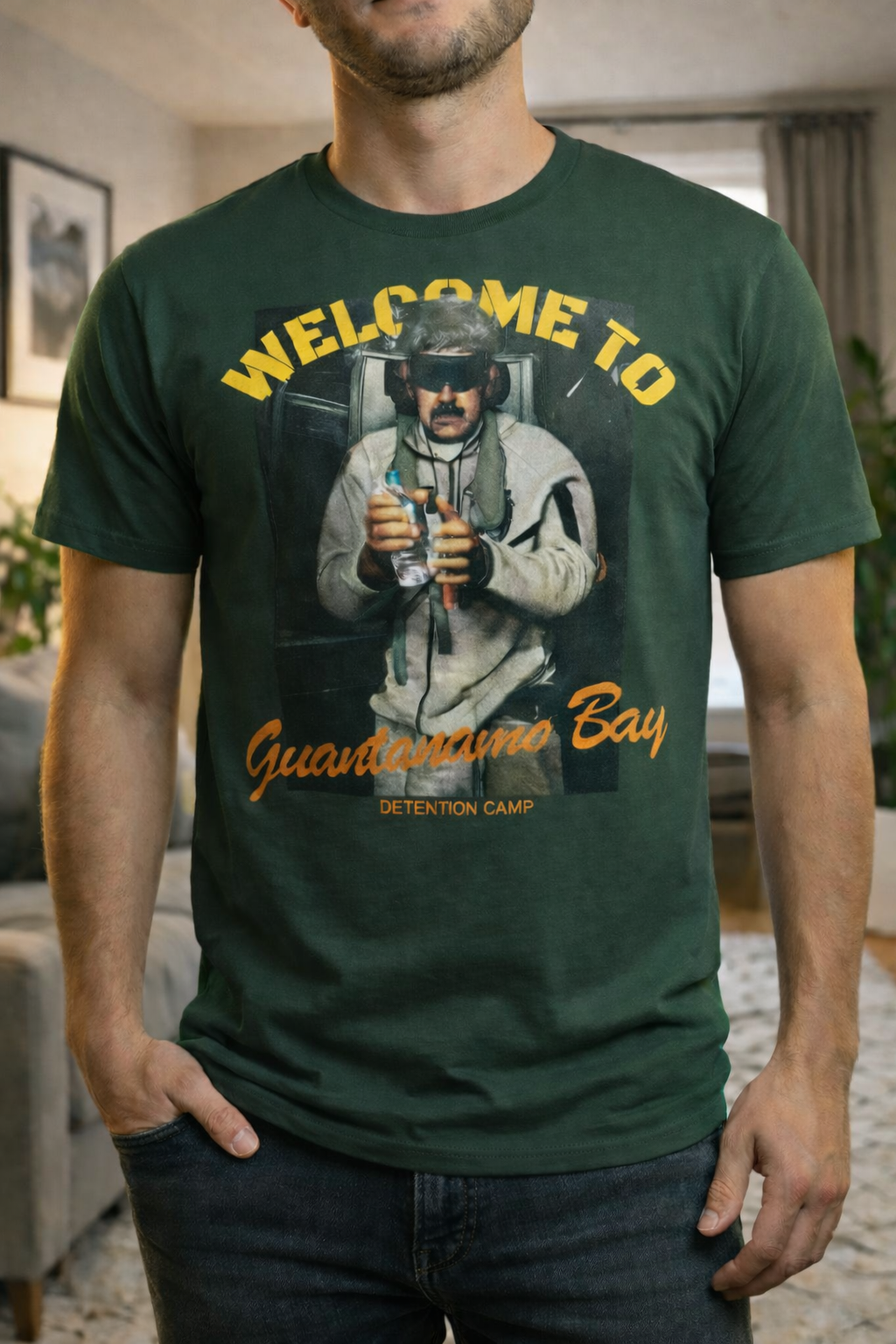 Welcome to Guantanamo Bay T-Shirt, Political Satire Graphic Tee, Bold Statement Shirt, Unisex Streetwear Apparel
