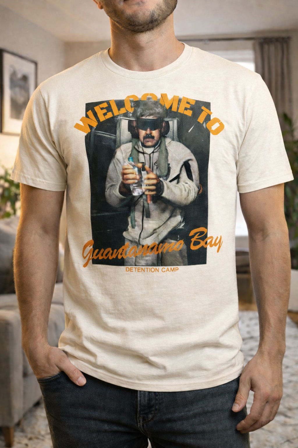 Welcome to Guantanamo Bay T-Shirt, Political Satire Graphic Tee, Bold Statement Shirt, Unisex Streetwear Apparel