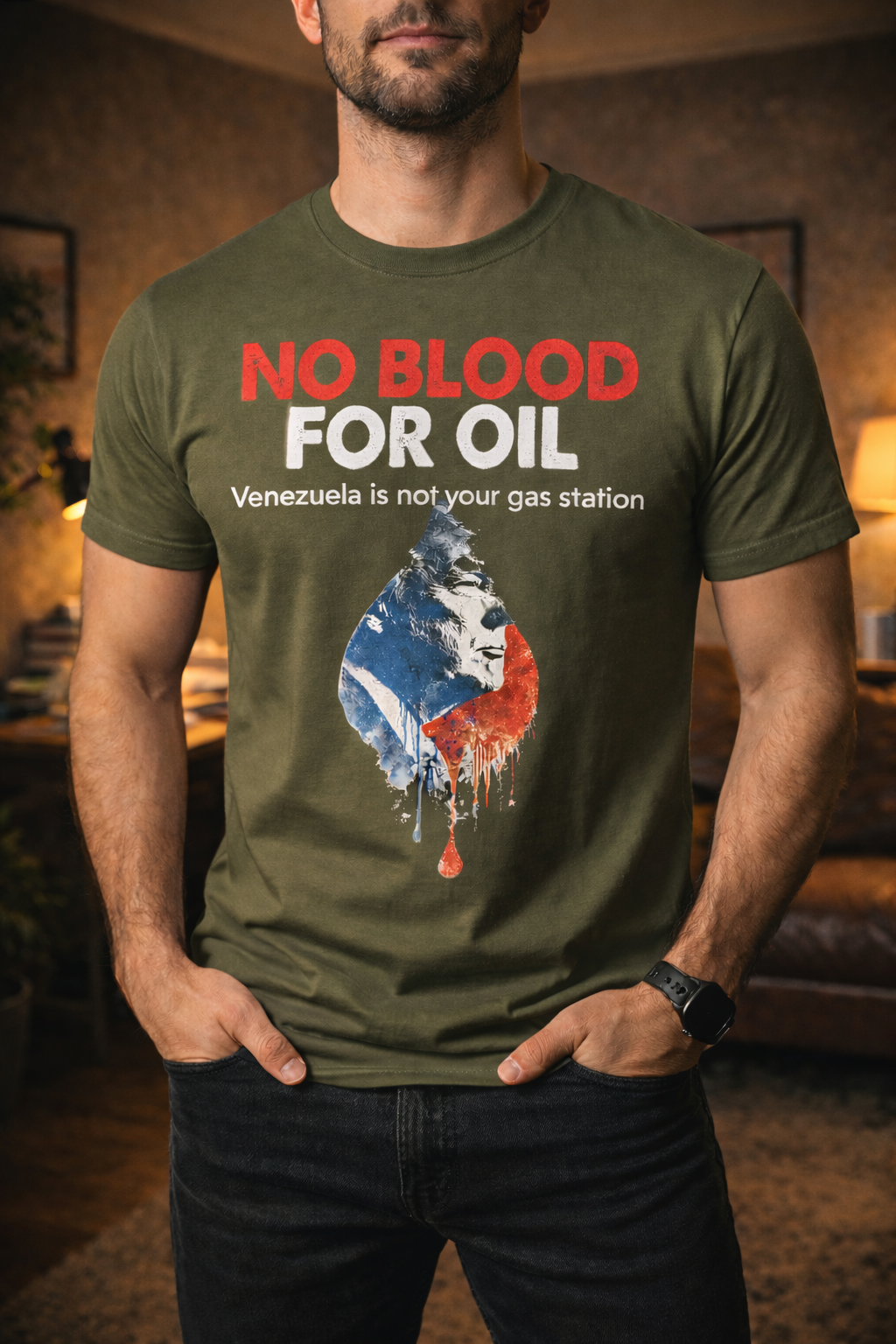 No Blood For Oil T-Shirt, Political Protest Graphic Tee, Anti War Statement Shirt, Unisex Activist Streetwear