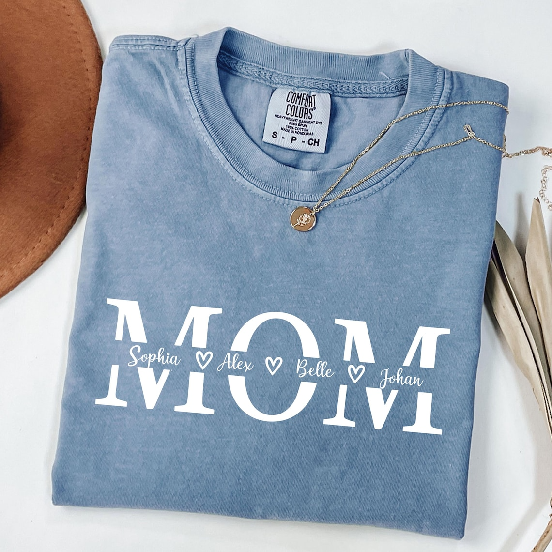 Custom Mom Shirt with Kids Names, Personalized Mama Shirt, Mother’s Day Gift for Mom