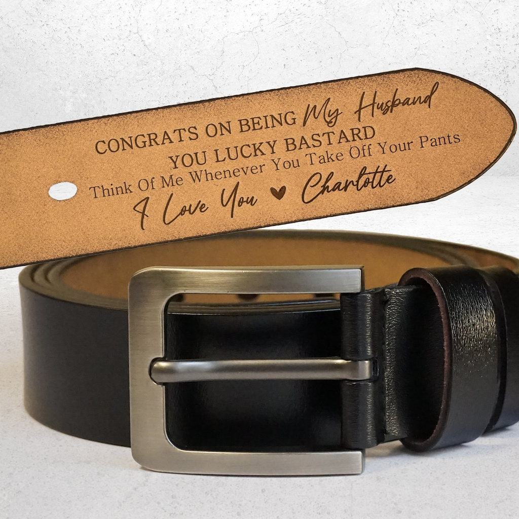 Personalized Engraved Leather Belt for Men – Funny Handmade Gift for Husband, Groomsmen, Father’s Day & Anniversary