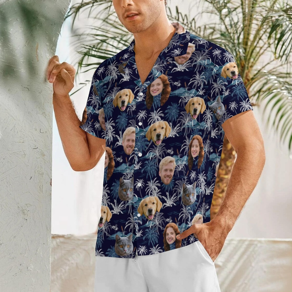 Custom Face Hawaiian Shirt – Personalized Photo/Logo Aloha Button-Up - Personalized Hawaiian Shirt