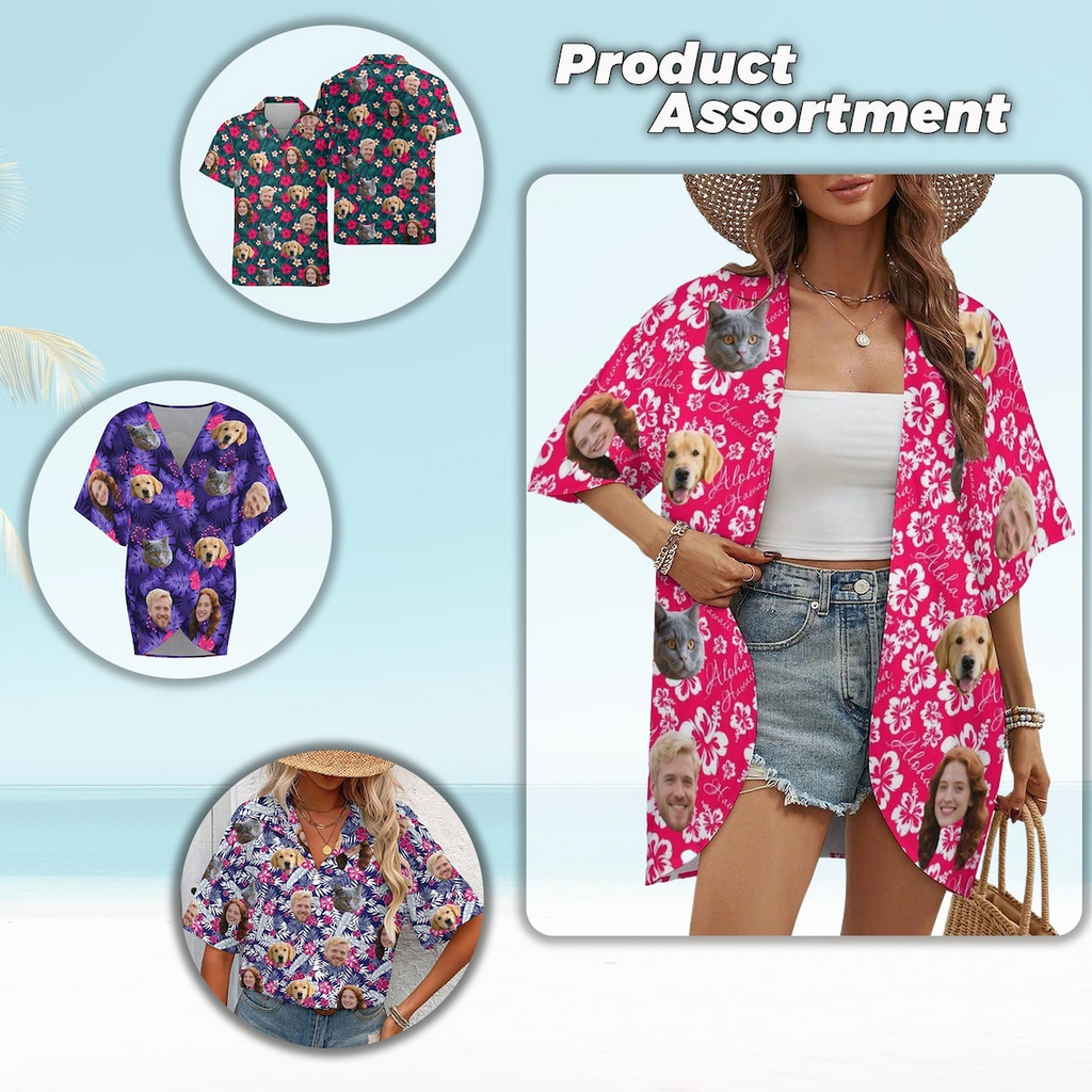 Custom Face Hawaiian Shirt – Personalized Photo/Logo Aloha Button-Up - Personalized Hawaiian Shirt