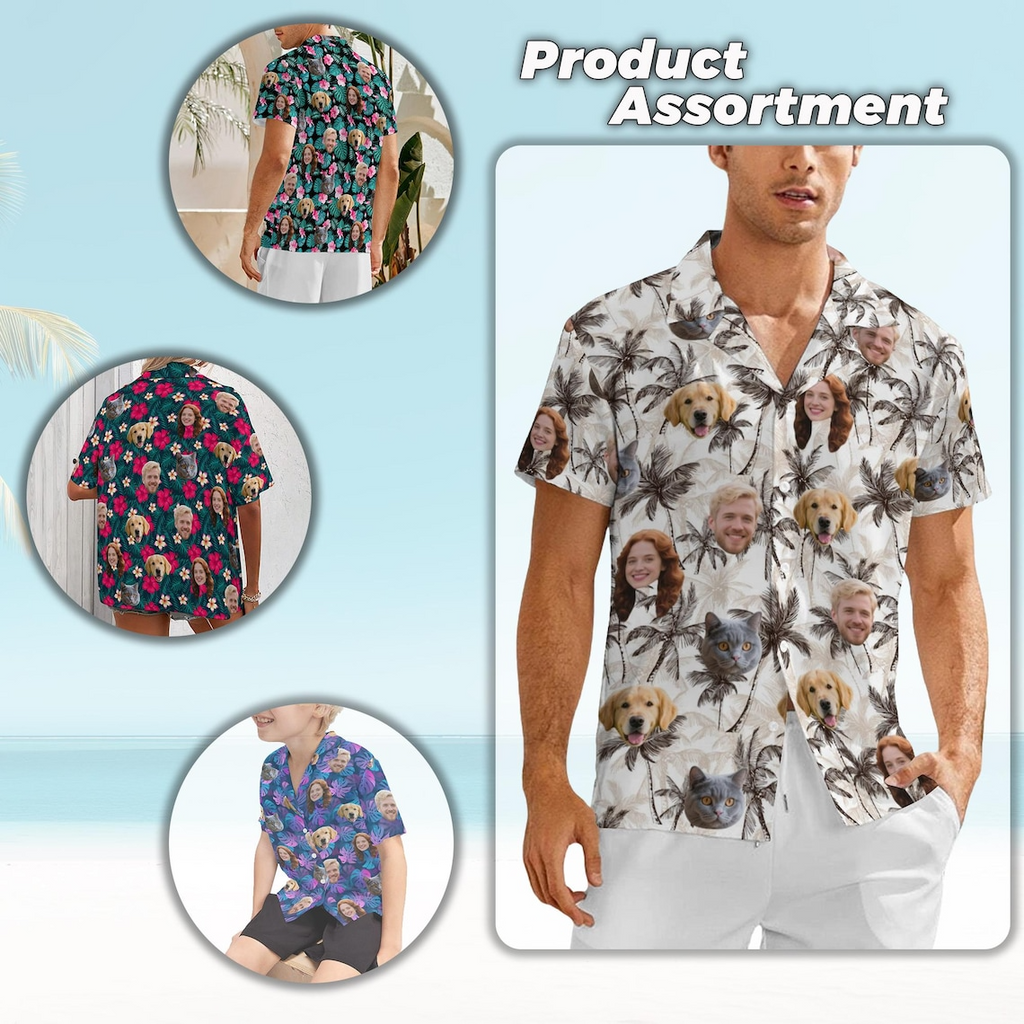 Custom Face Hawaiian Shirt – Personalized Photo/Logo Aloha Button-Up - Personalized Hawaiian Shirt