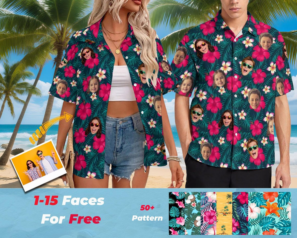 Custom Hawaiian Shirt with Photo – Personalized Face or Pet Print, Add Logo, Personalized Hawaiian