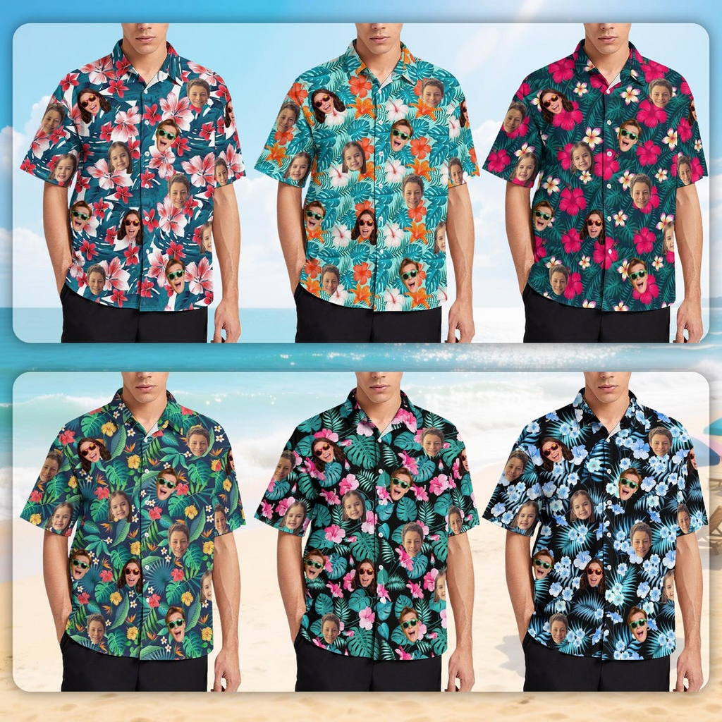Custom Hawaiian Shirt with Photo – Personalized Face or Pet Print, Add Logo, Personalized Hawaiian