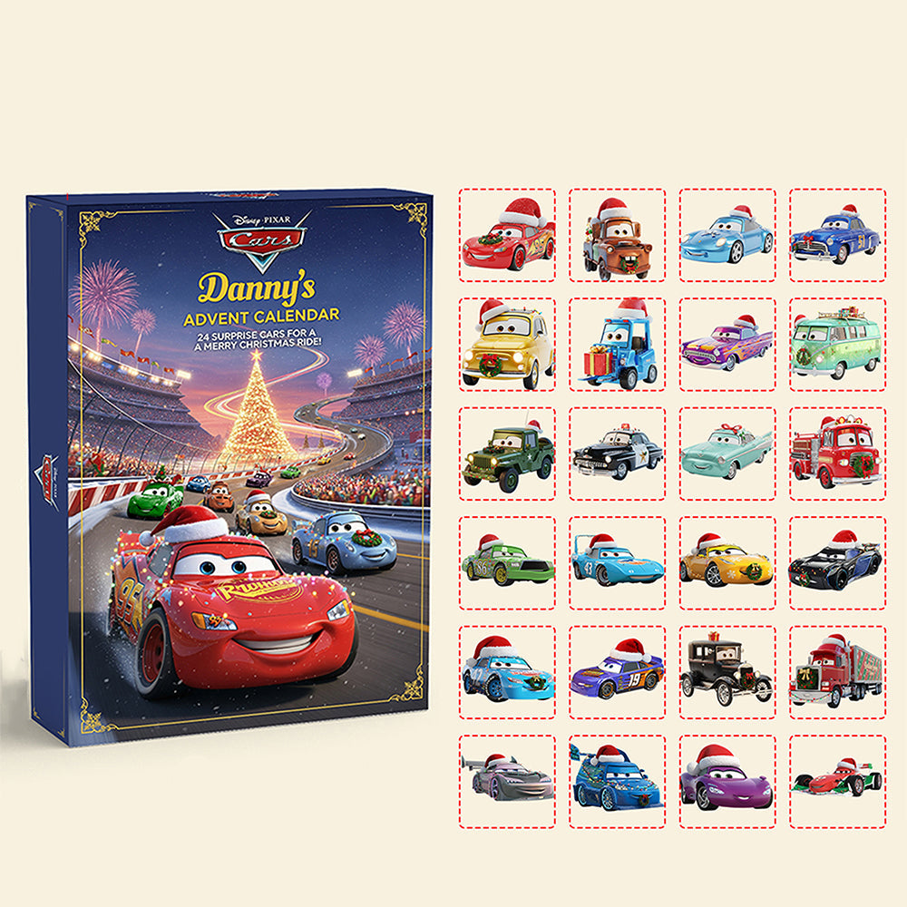 Cute Christmas Cars Advent Calendar 2025, Holiday Vehicle Countdown Box, Kids Surprise Gift, 24 Mini Car Toys, Winter Festive Fun