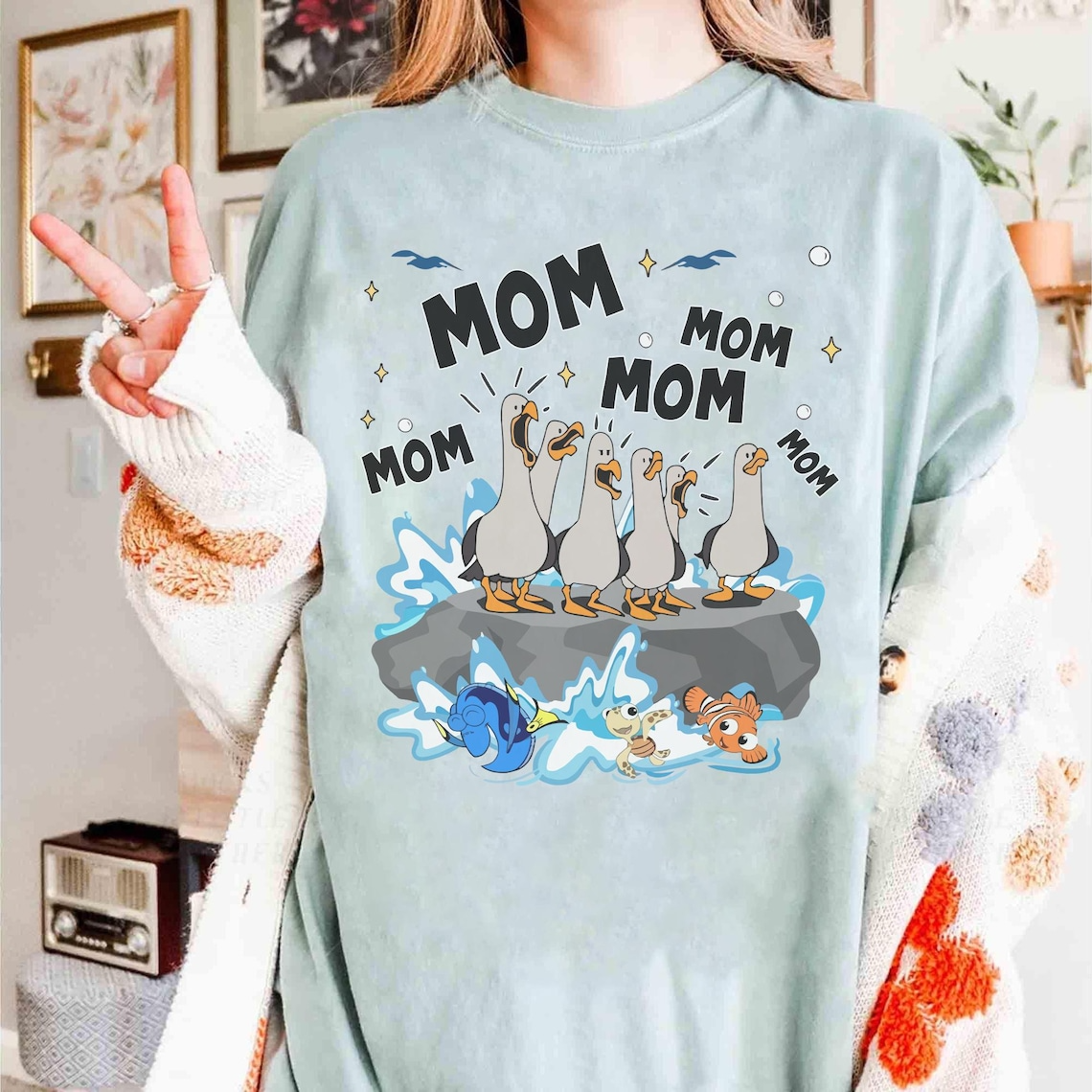 Seagulls Mine Mom Shirt, Beach Cartoon Mom Tee, Mother’s Day Gift