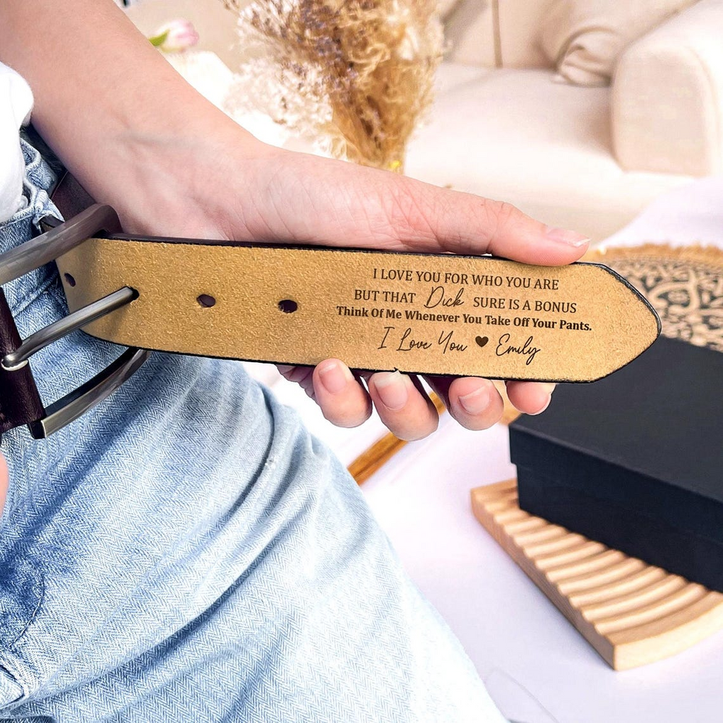 Personalized Engraved Leather Belt for Men – Funny Handmade Gift for Husband, Groomsmen, Father’s Day, Anniversary & Valentine