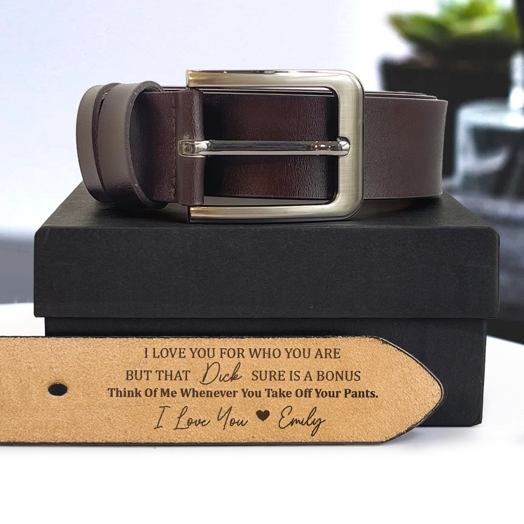 Personalized Engraved Leather Belt for Men – Funny Handmade Gift for Husband, Groomsmen, Father’s Day, Anniversary & Valentine