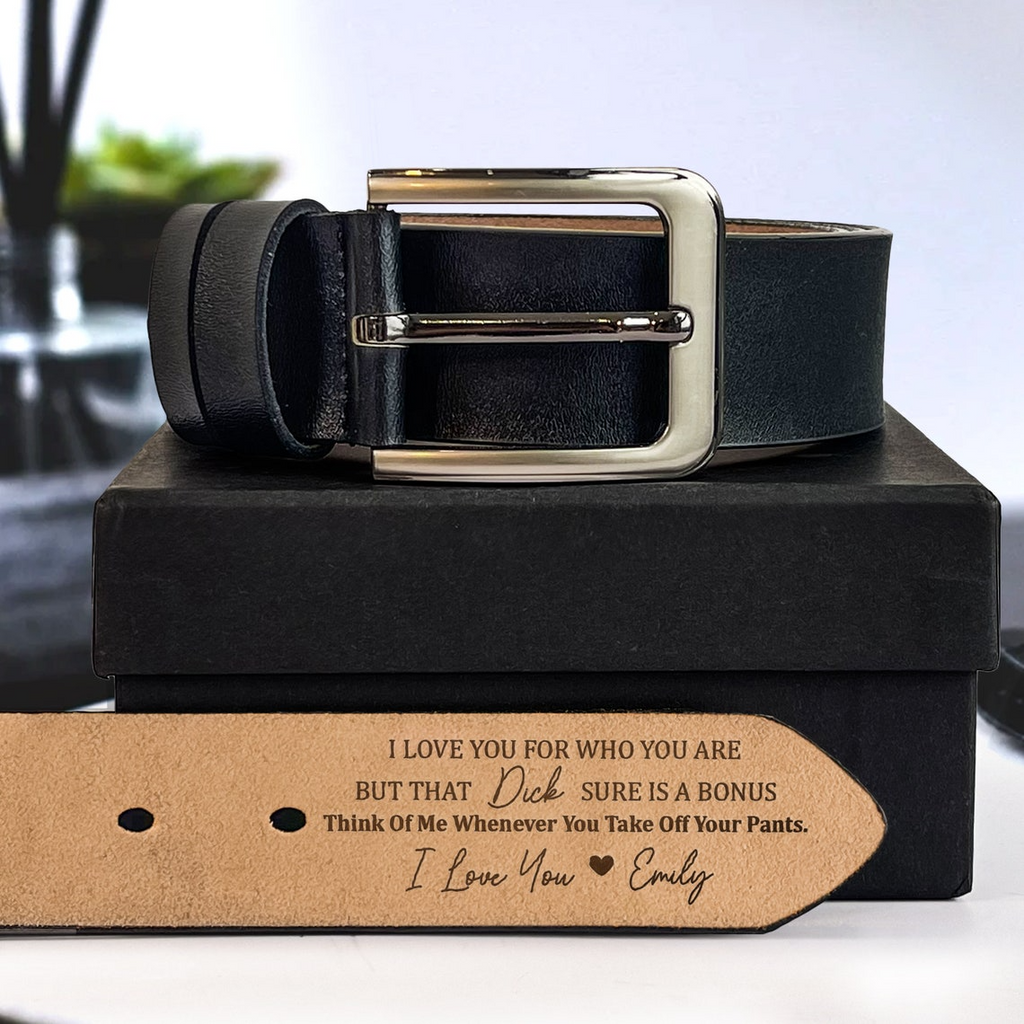 Personalized Engraved Leather Belt for Men – Funny Handmade Gift for Husband, Groomsmen, Father’s Day, Anniversary & Valentine