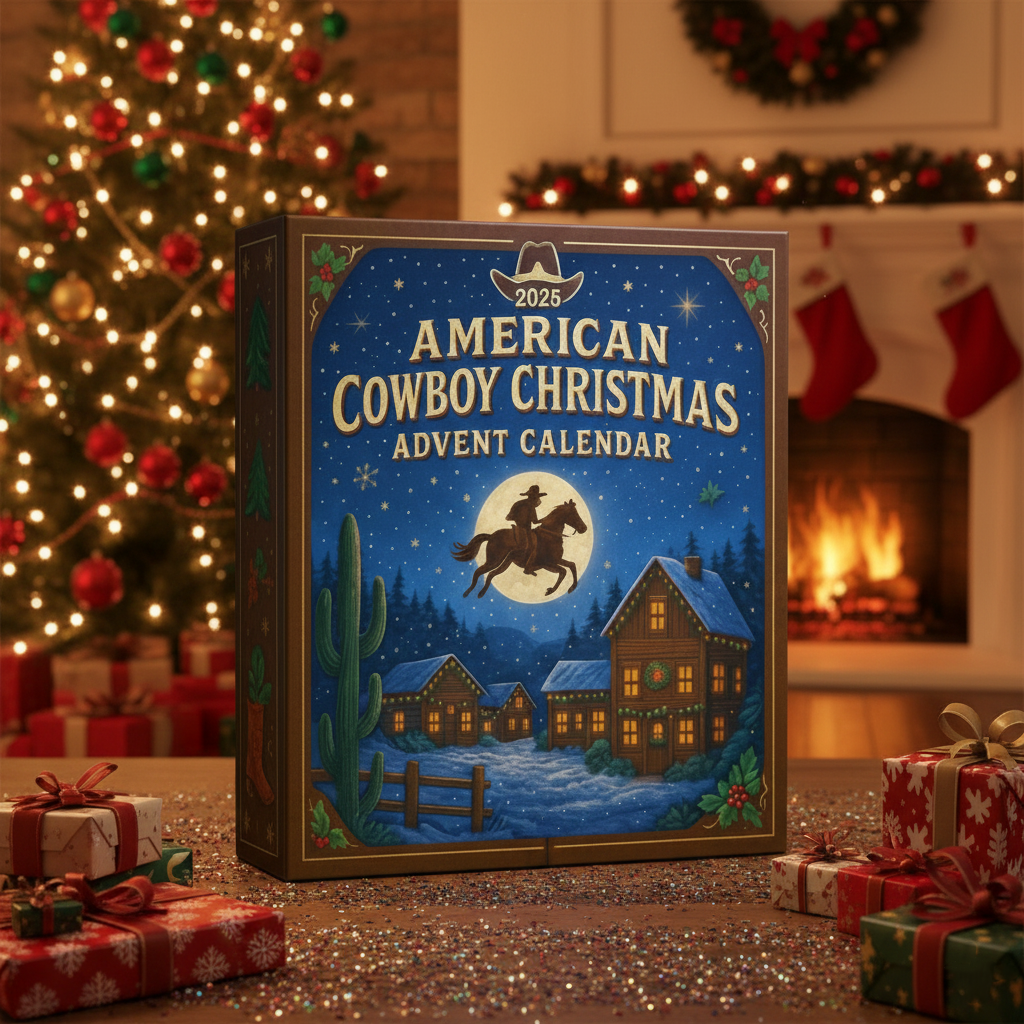 Cowboy Christmas Advent Calendar 2025 – 24 Days of Wild West Ornaments – Holiday Countdown Gift for Western Lovers & Country Fans