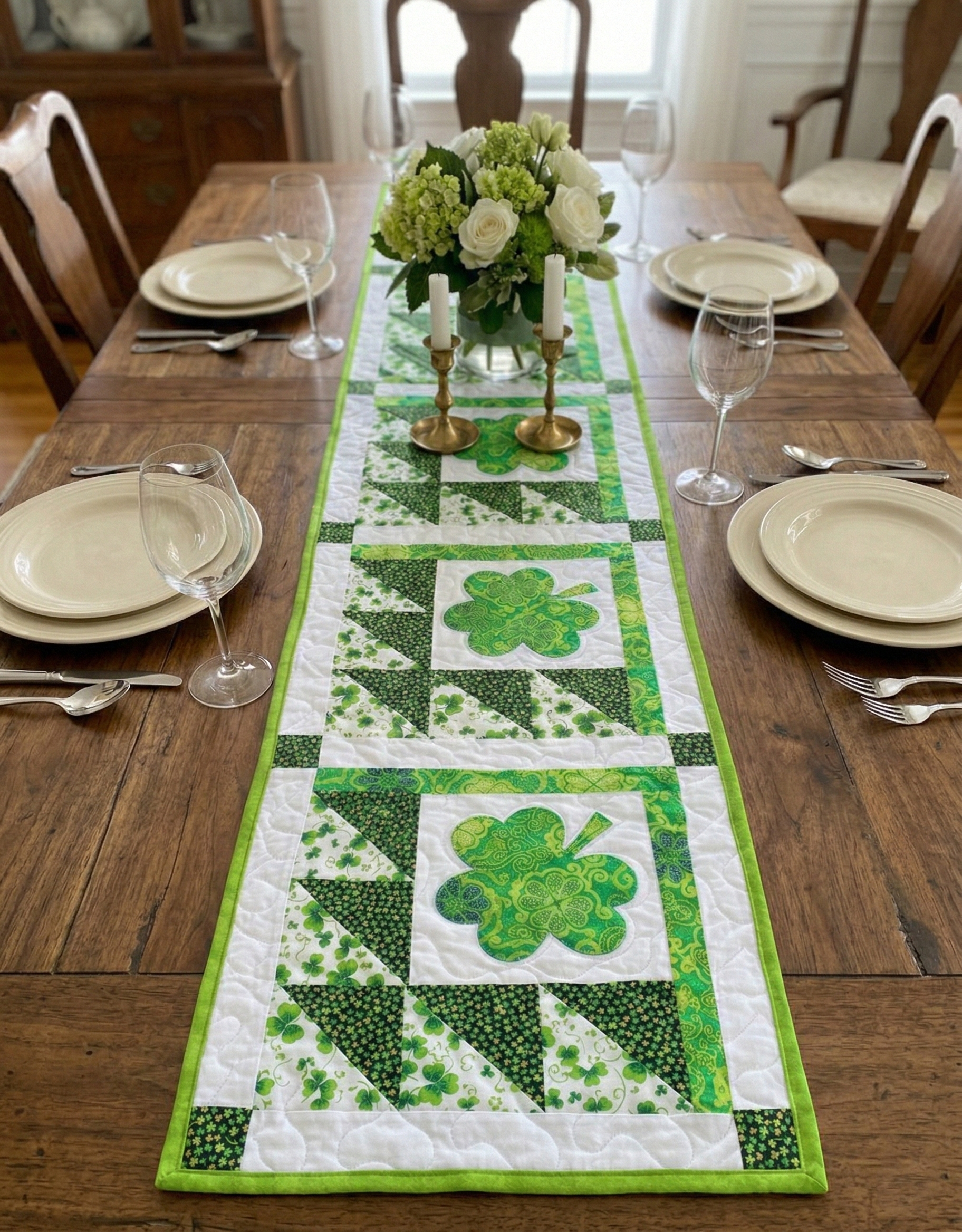 Shamrock Table Runner Pattern: Irish St. Patrick's Day