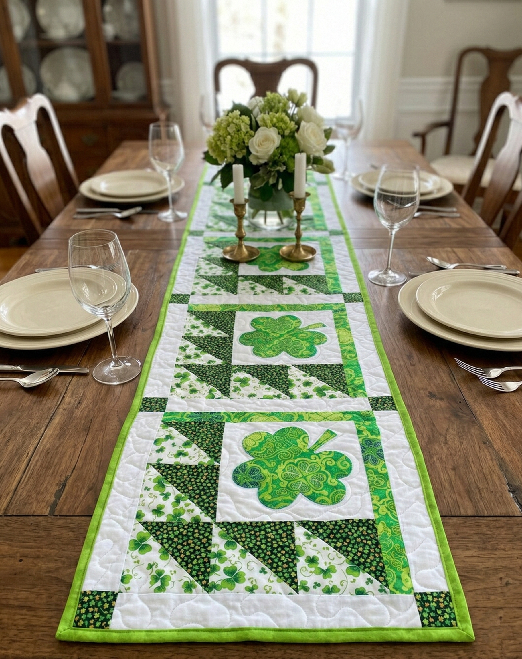 Shamrock Table Runner Pattern: Irish St. Patrick's Day