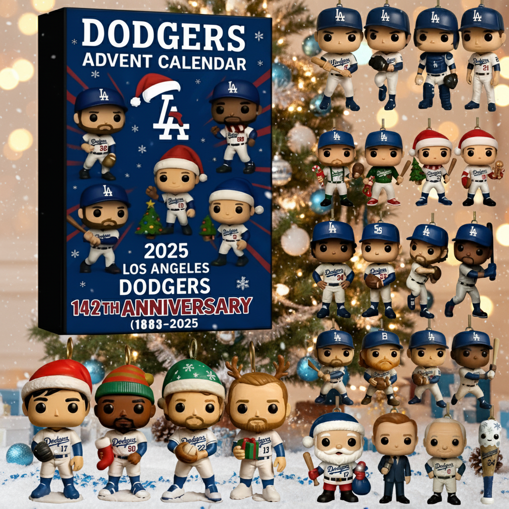 Los Angeles Dodgers 142th Anniversary Advent Calendar 2025, MLB Mini Figures Set, Dodgers Christmas Box, Baseball Fan Holiday Gift