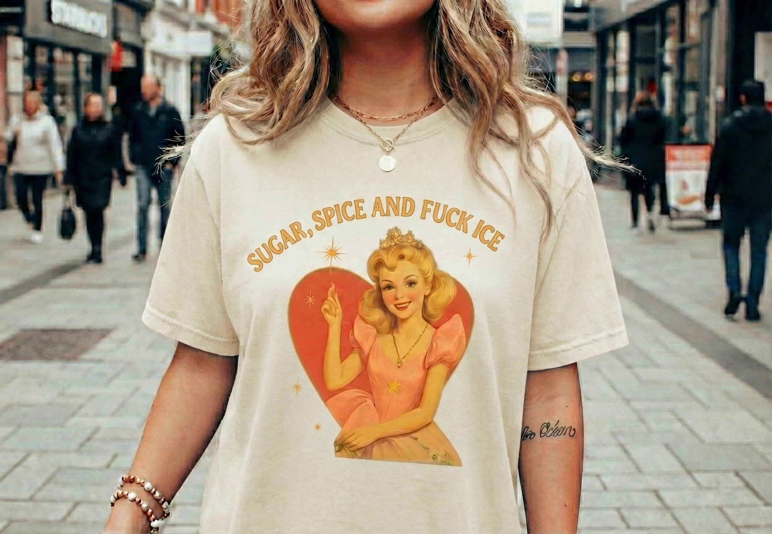 Sugar, Spice & F*ck ICE T-Shirt, Vintage Anti-ICE Protest Shirt, Pro-Immigration & Anti-Trump Tee