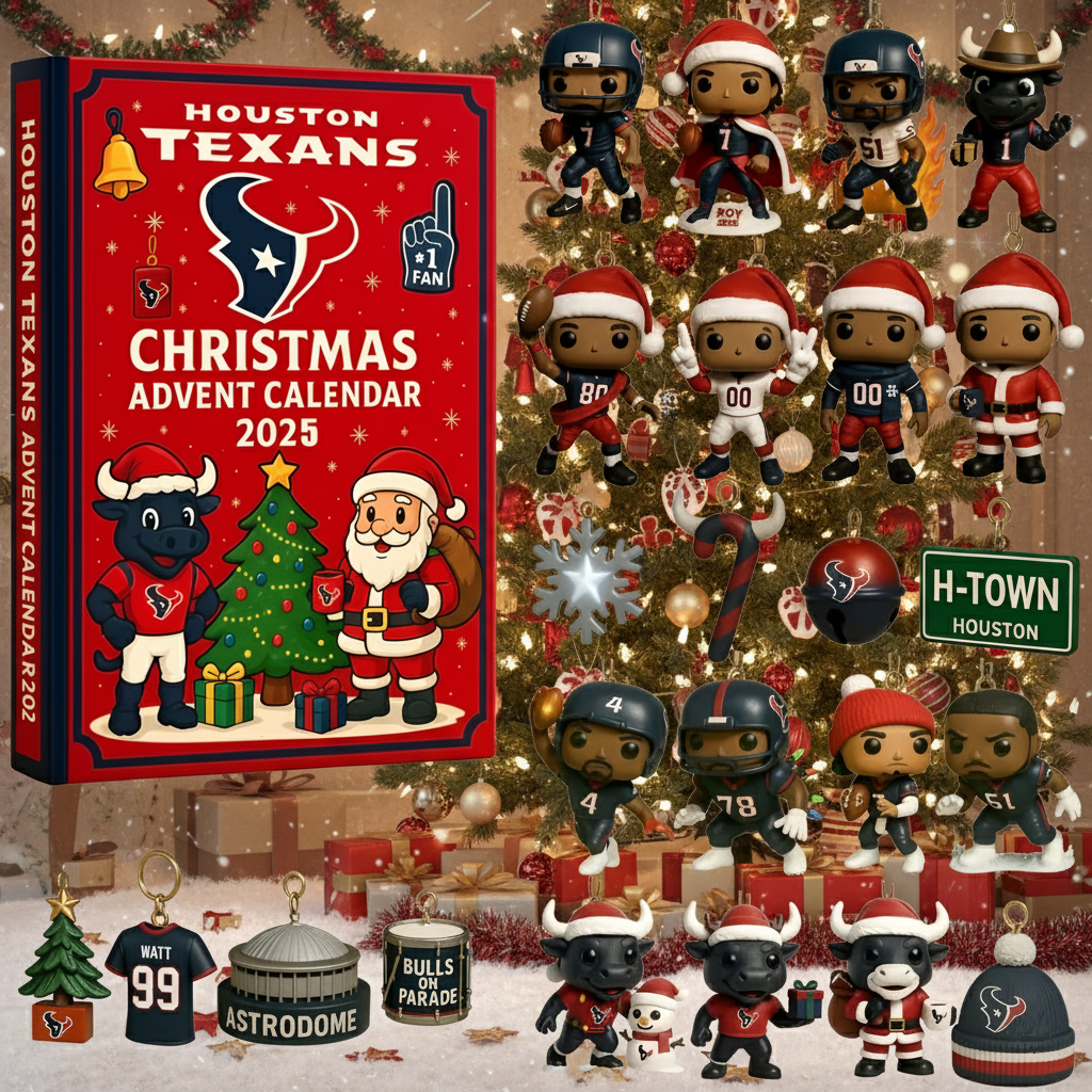 Houston Texans Christmas Advent Calendar 2025, NFL Mini Figures Gift Box, Texans Holiday Countdown, Football Fan Christmas Decor