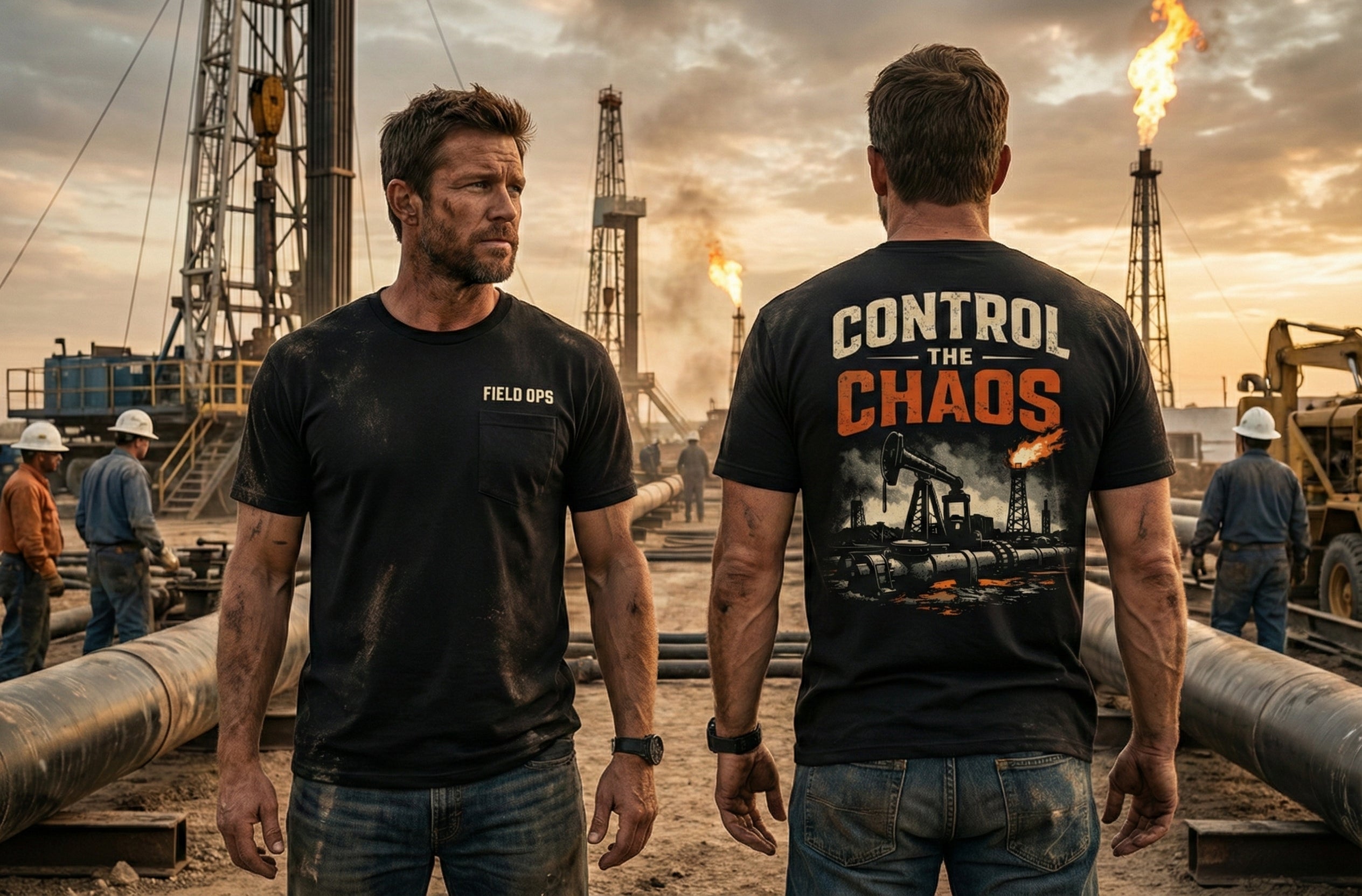 CTT Oil Exploration & Cattle “Control The Chaos” T-Shirt – Landman Inspired Oilfield Graphic Tee