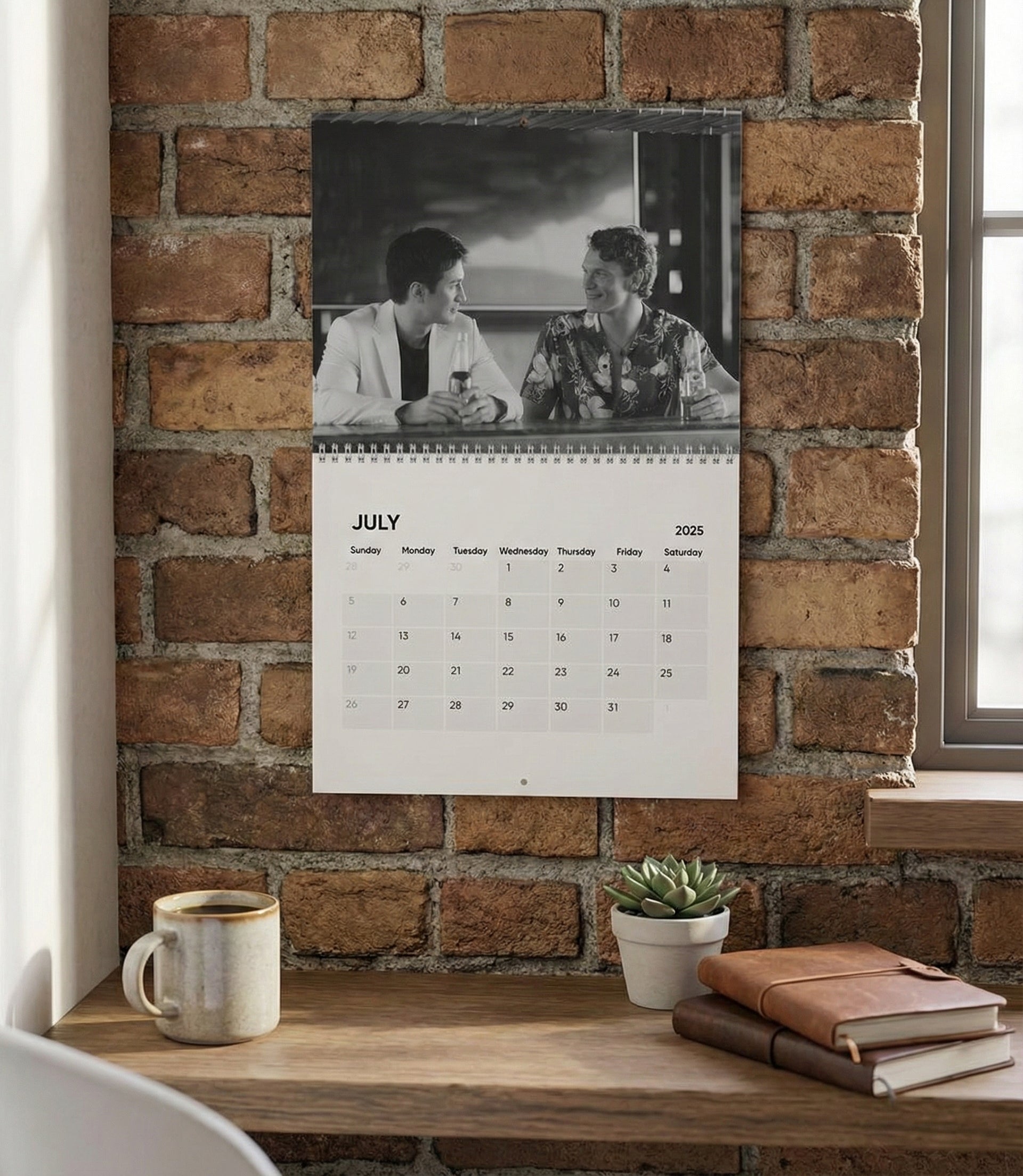 Black and White Heated Rivalry Hockey Calendar 2026 - Hollanov Wall Calendar - Romance Fan Decor