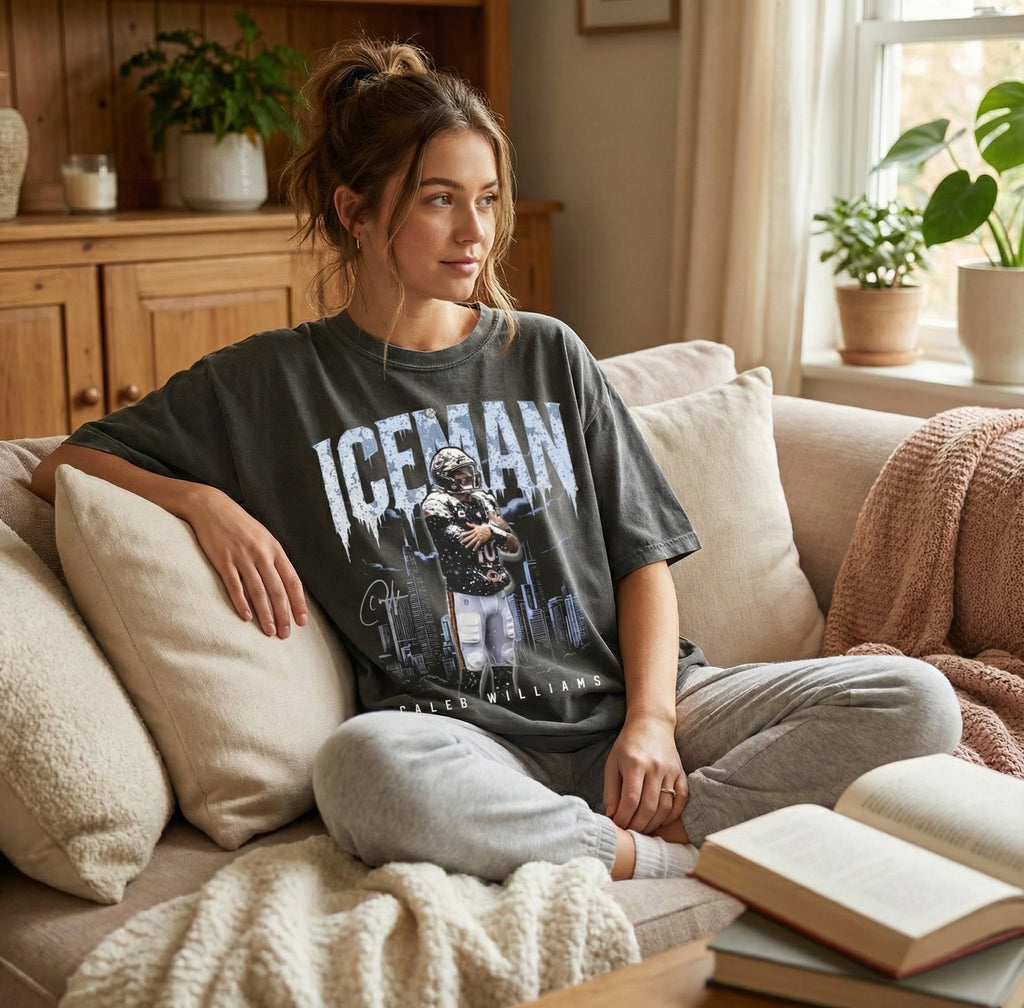 Caleb Williams Iceman Football Shirt, Vintage Game Day Graphic Tee, Streetwear Sports Top