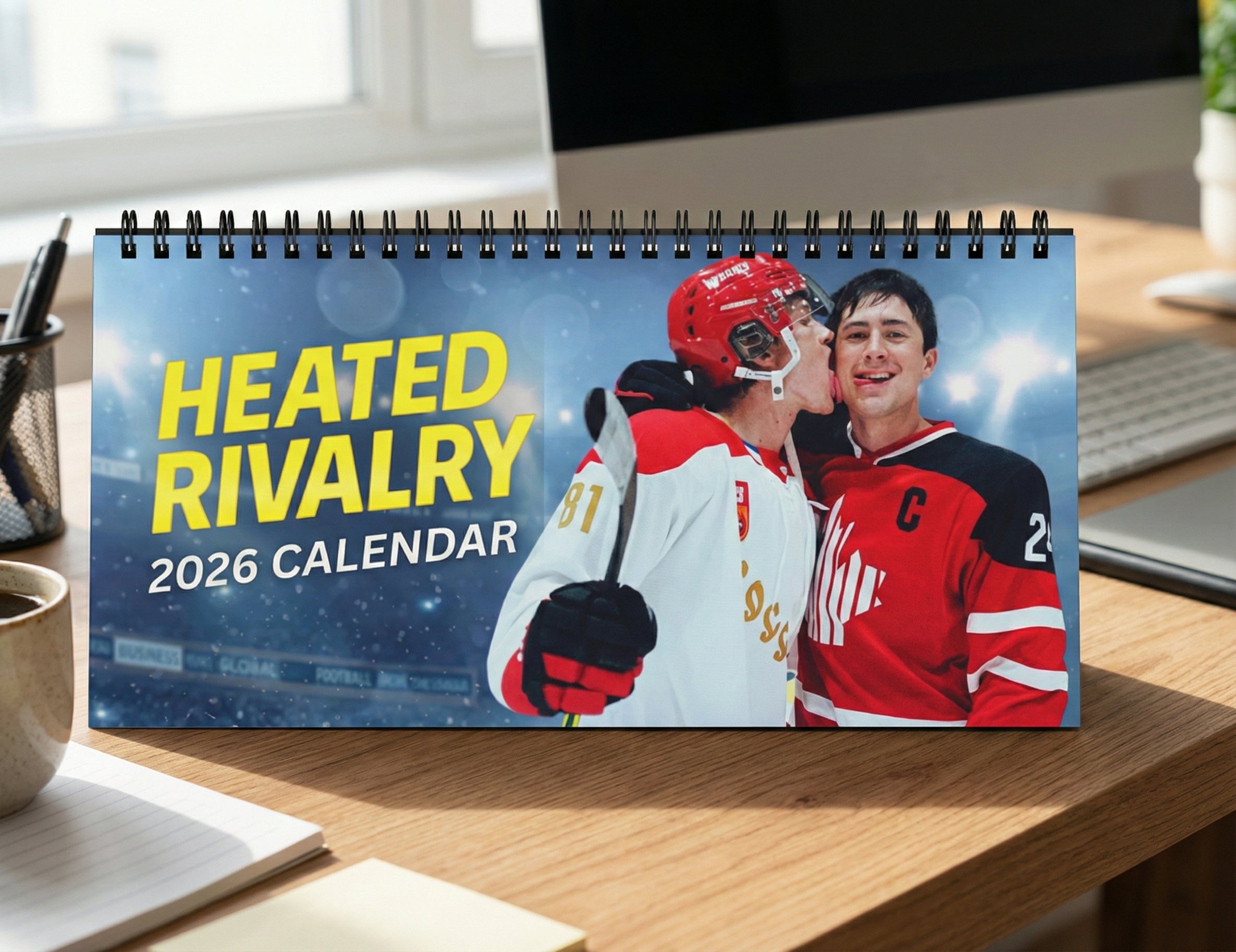 Heated Rivalry 2026 Desktop Calendar – Monthly Desk Calendar with 2026 Grid, LGBTQ Lovers Art Calendar