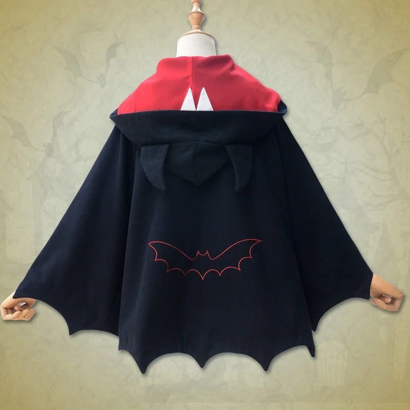 Halloween Costumes For Kids, Kids Bat Wing Hoodie Cloak, Gothic Halloween Poncho Coat for Girls & Boys, Fleece Devil Costume Cape, Winter Punk Lolita Outfit
